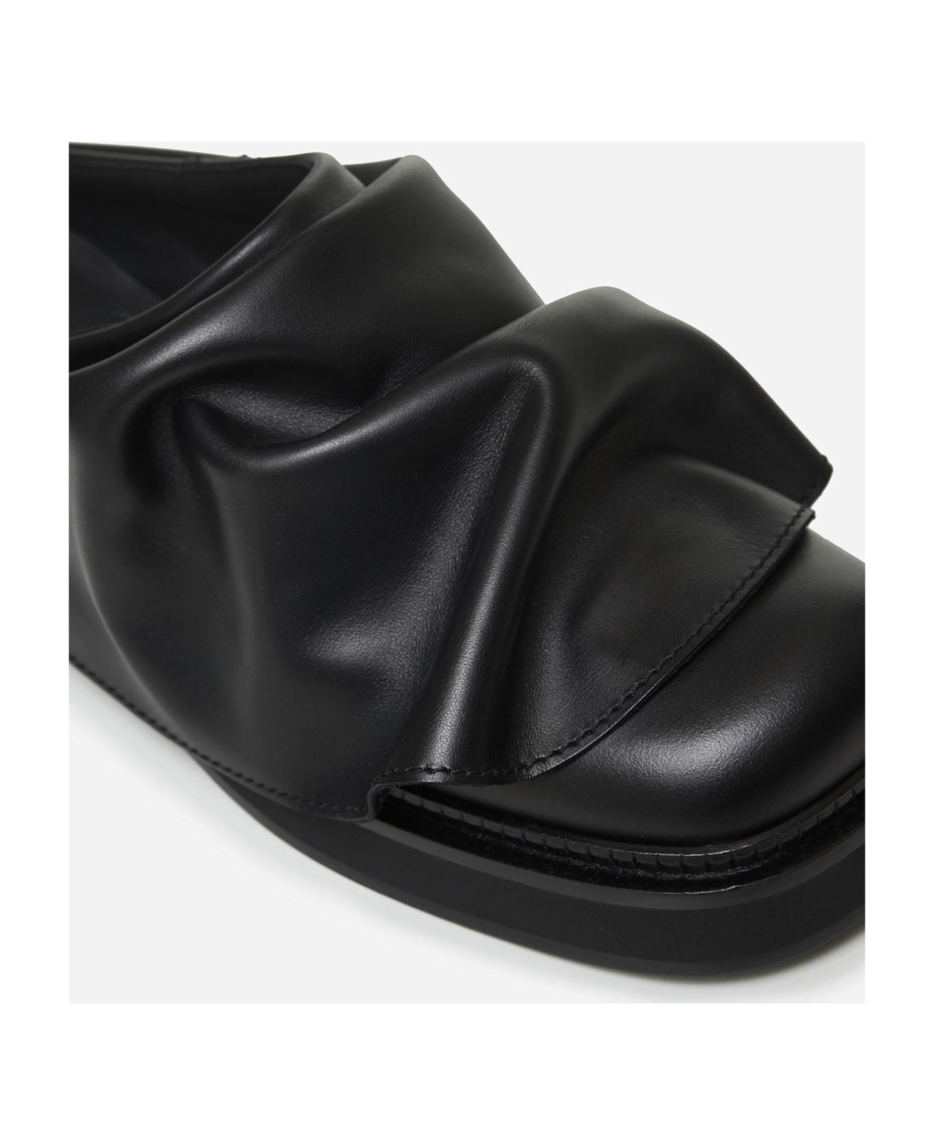 The Attico Black Leather Mini Robin Sabot - Black