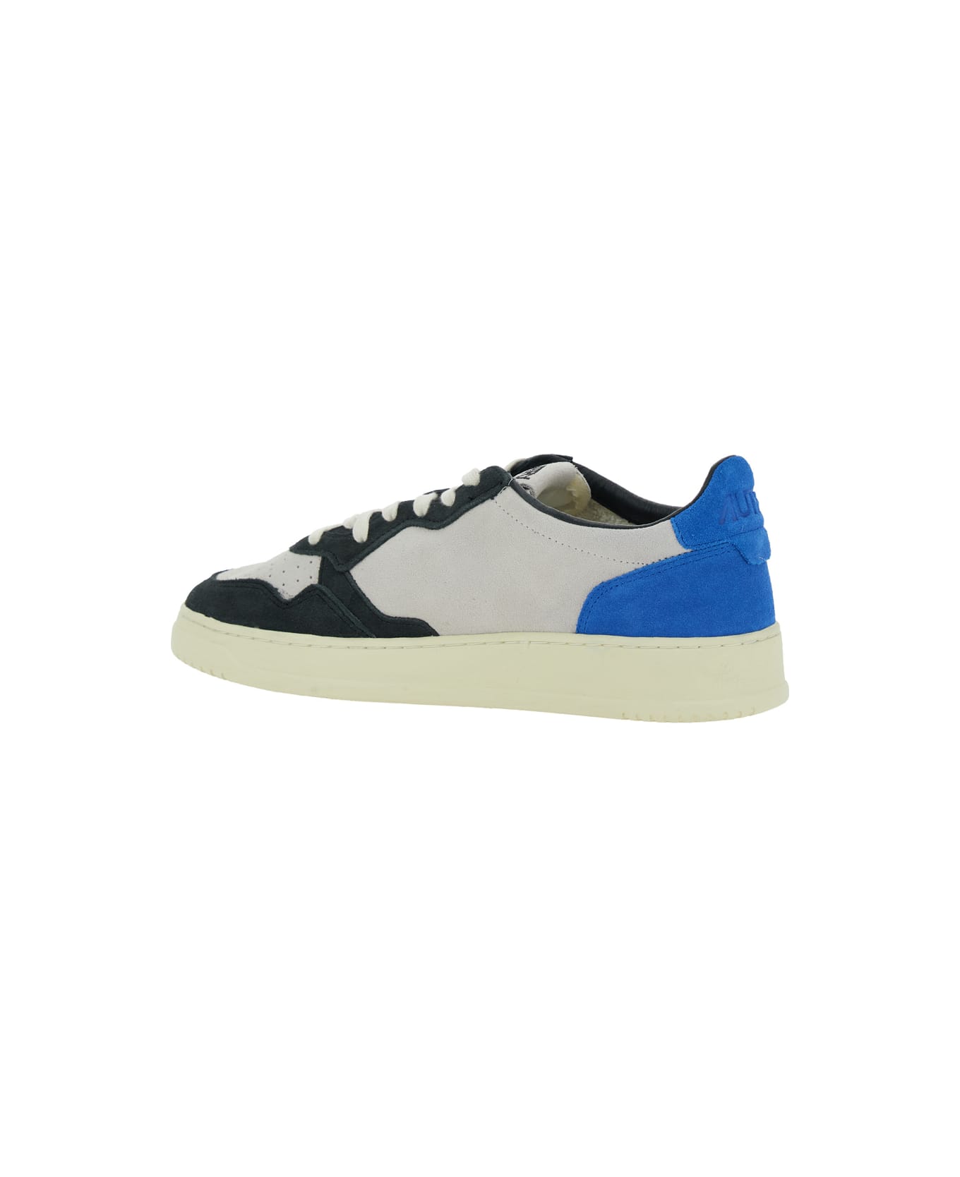 Autry 'medalist Low' Blue Sneakers With Contrasting Heel And Inserts In Suede Man - Blu