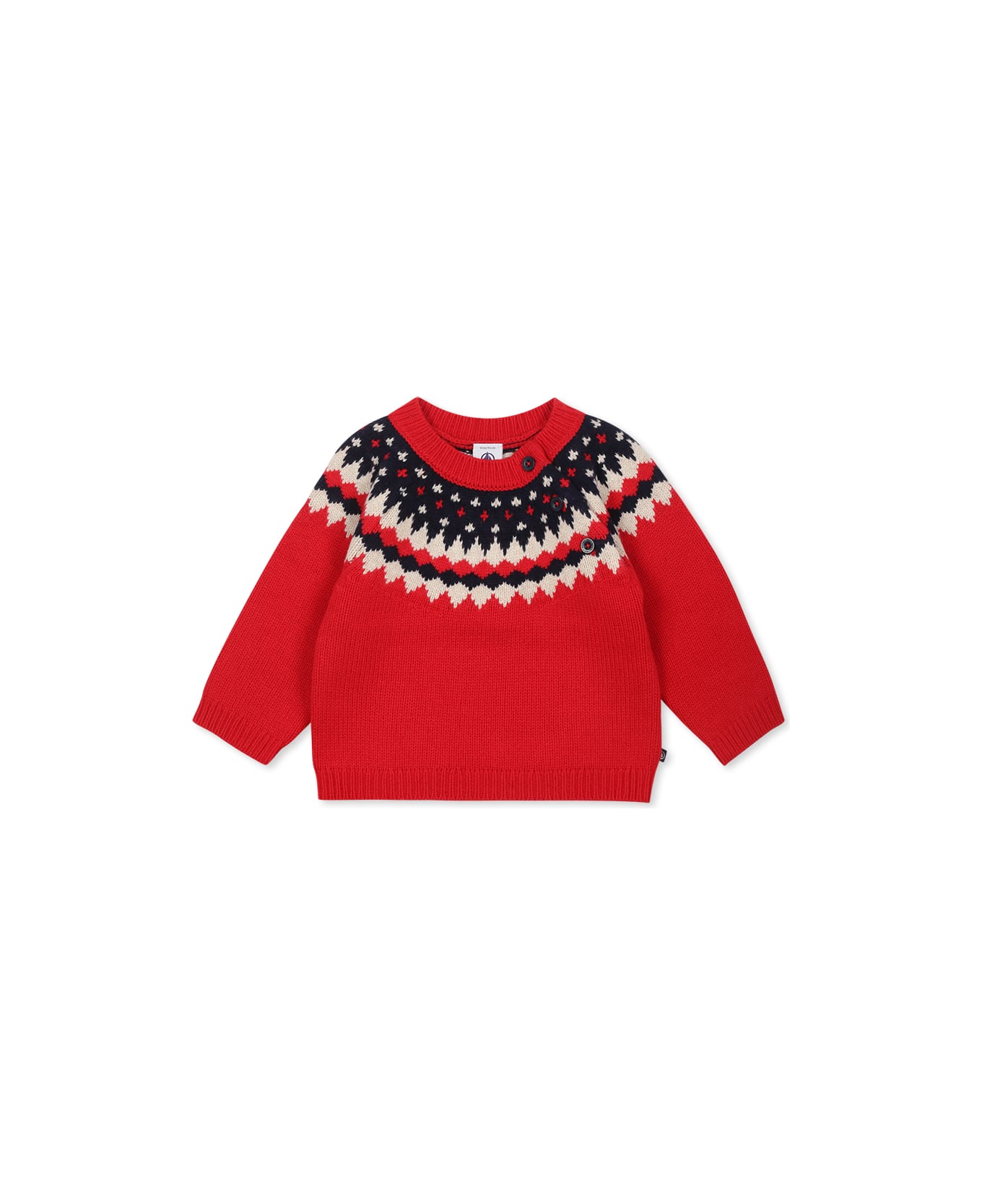 Petit Bateau Red Sweater For Baby Boy With Jaquard Pattern - Red