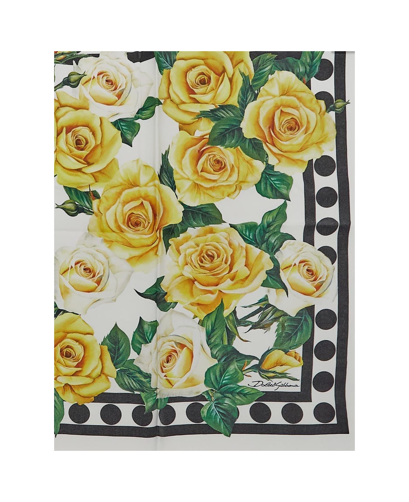 Dolce & Gabbana Floral Printed Square Scarf - Rose gialle fdo bco