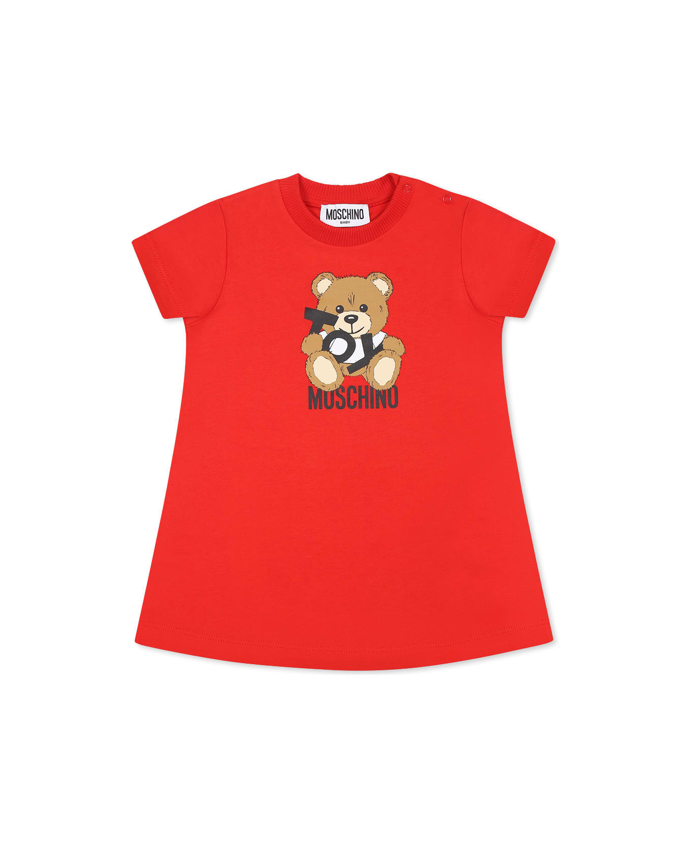 Moschino Red Dress For Baby Girl With Teddy Bear - Red