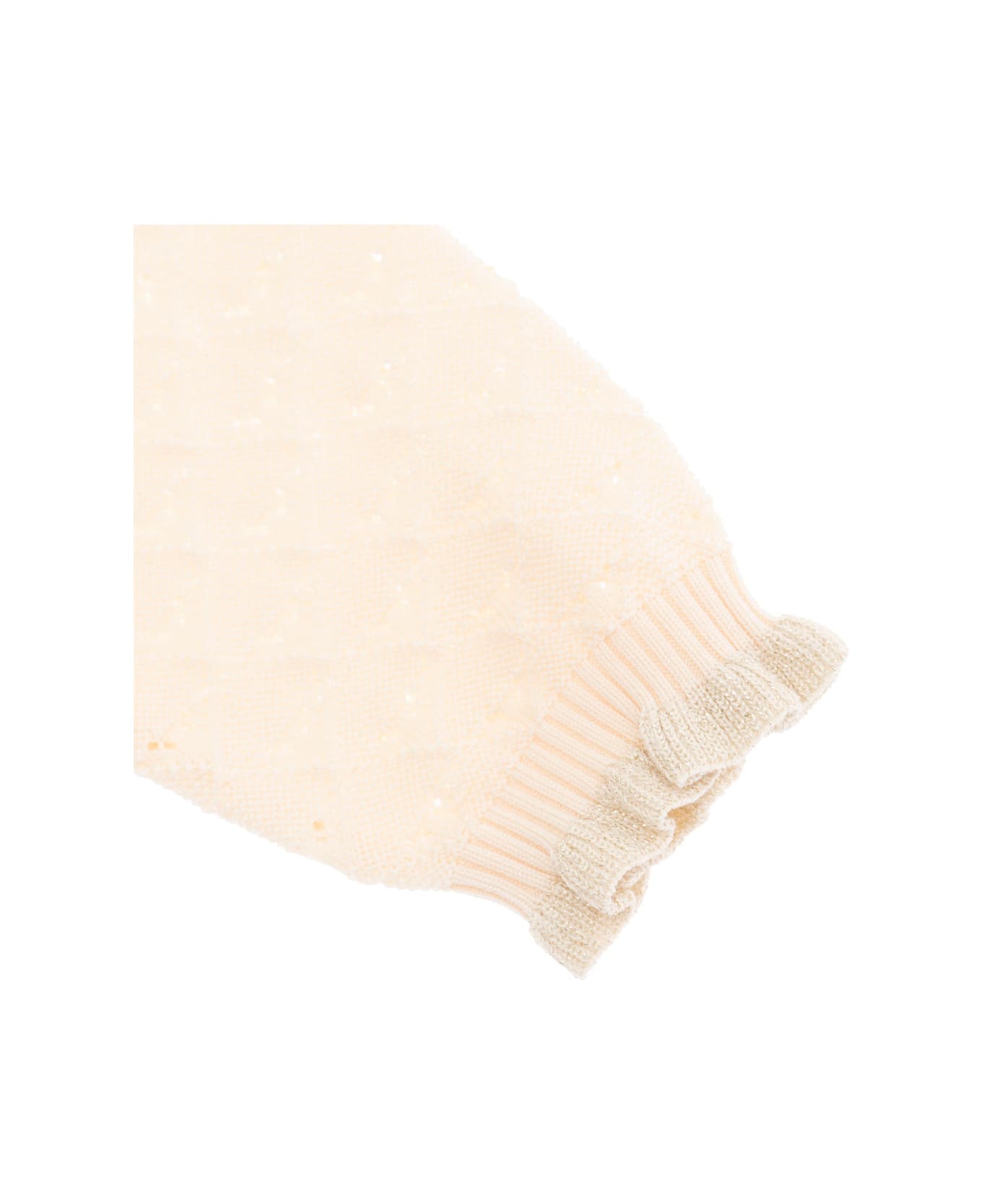 Emporio Armani Beige Sweatshirt With V Neck And Elastic Cuffs In Cotton Baby - Beige