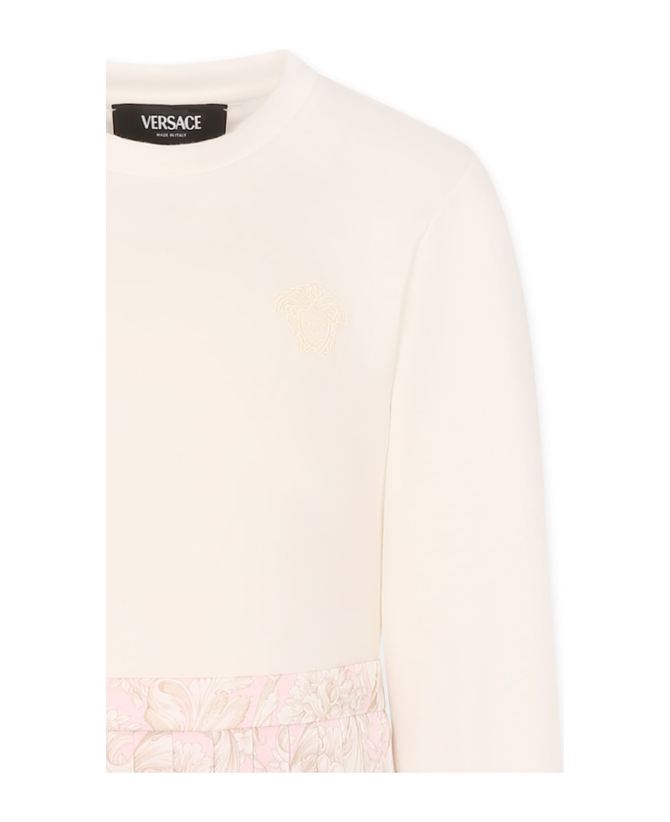 Versace White Dress For Girl With Medusa - White