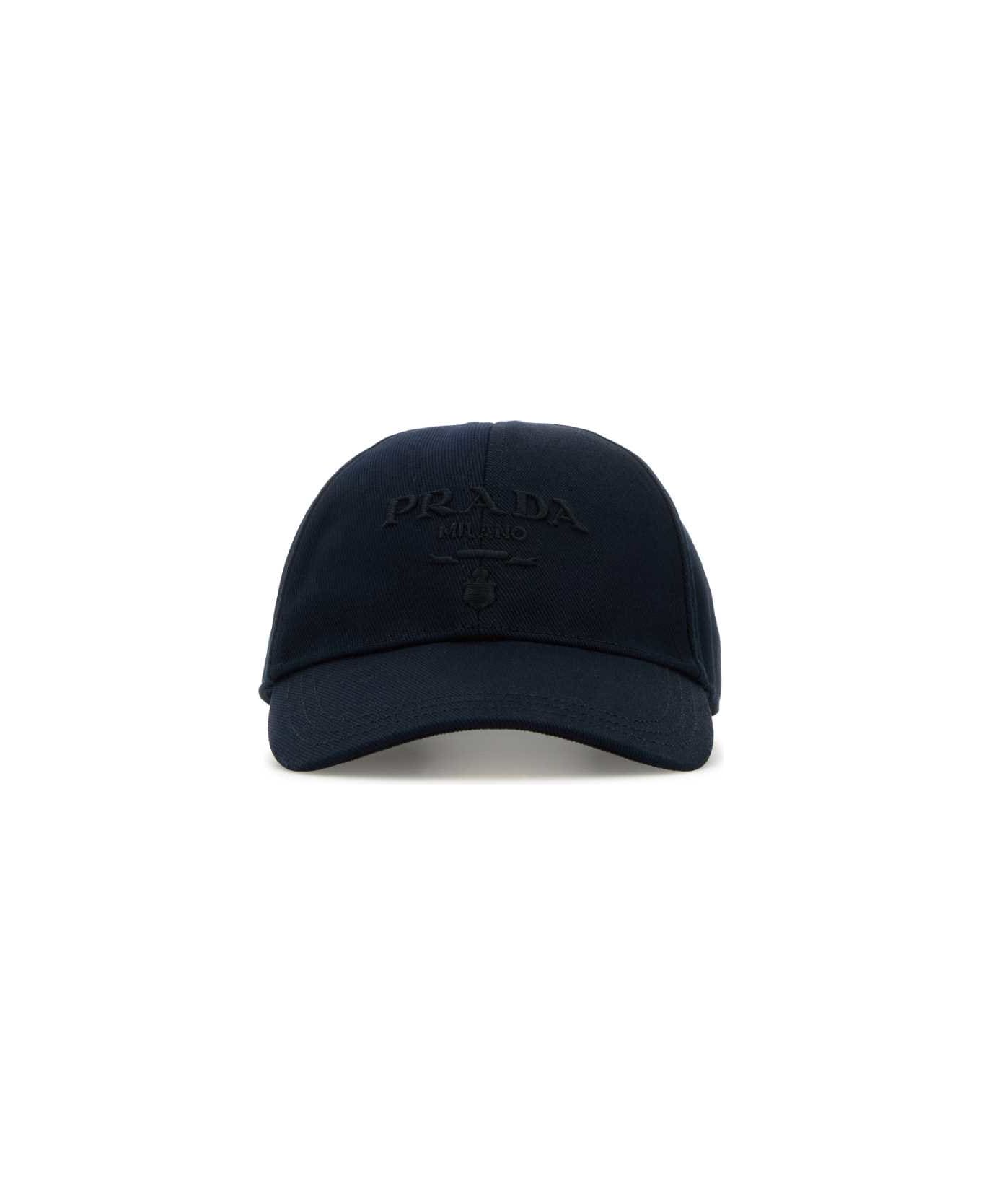 Prada Navy Blue Drill Baseball Cap - BLEU