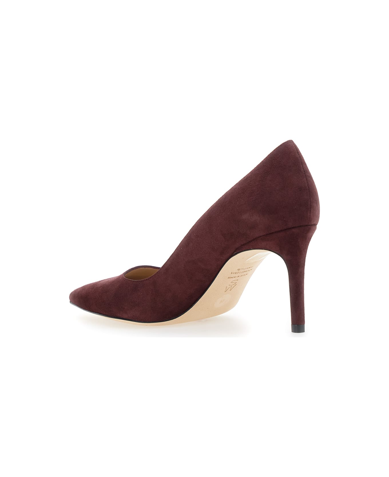 Stuart Weitzman Bordeaux Pumps With Pointed Toe And High Stiletto Heel In Suede Woman - Bordeaux
