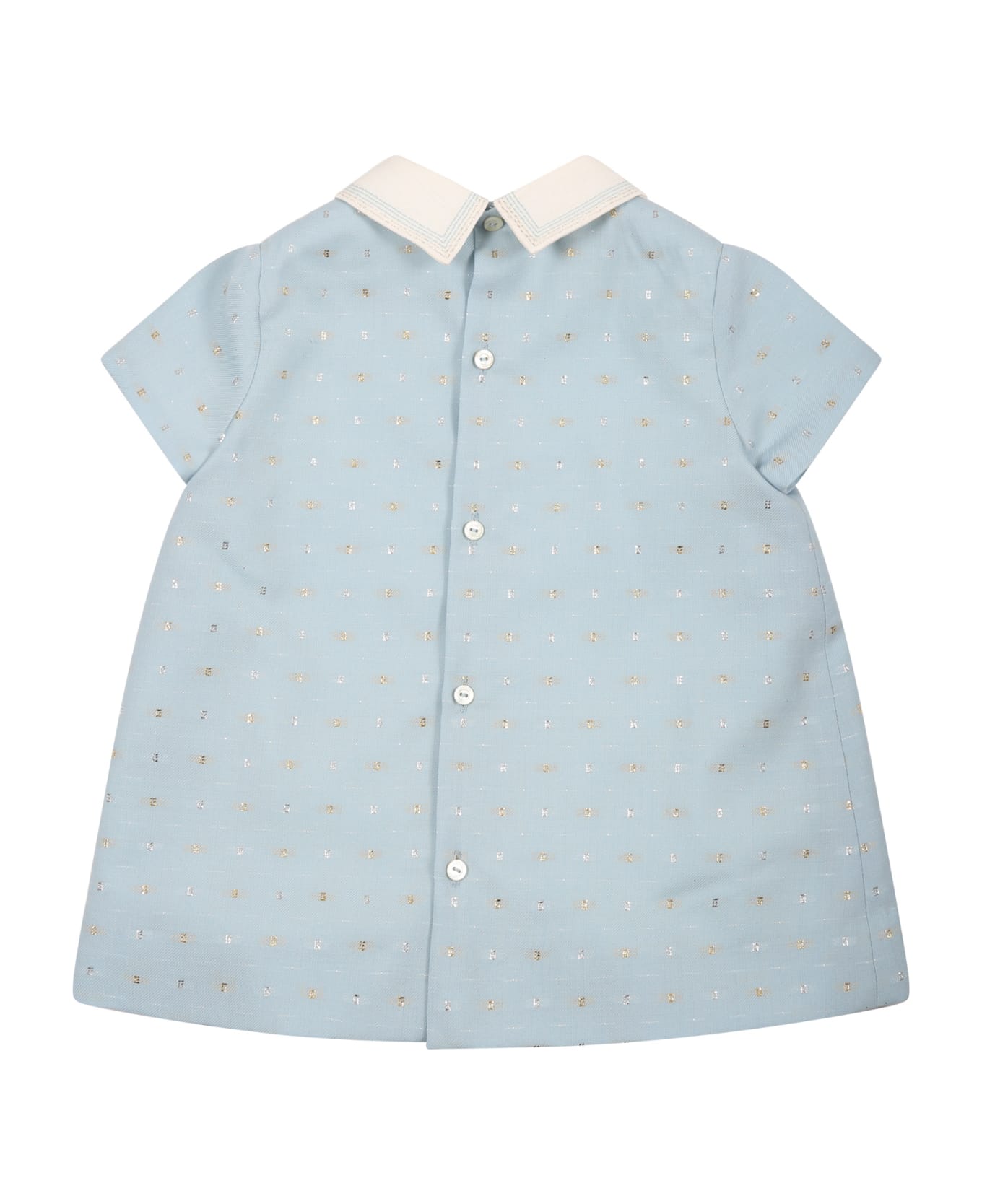 Gucci Light Blue Dress For Baby Girl With Gg - Light Blue