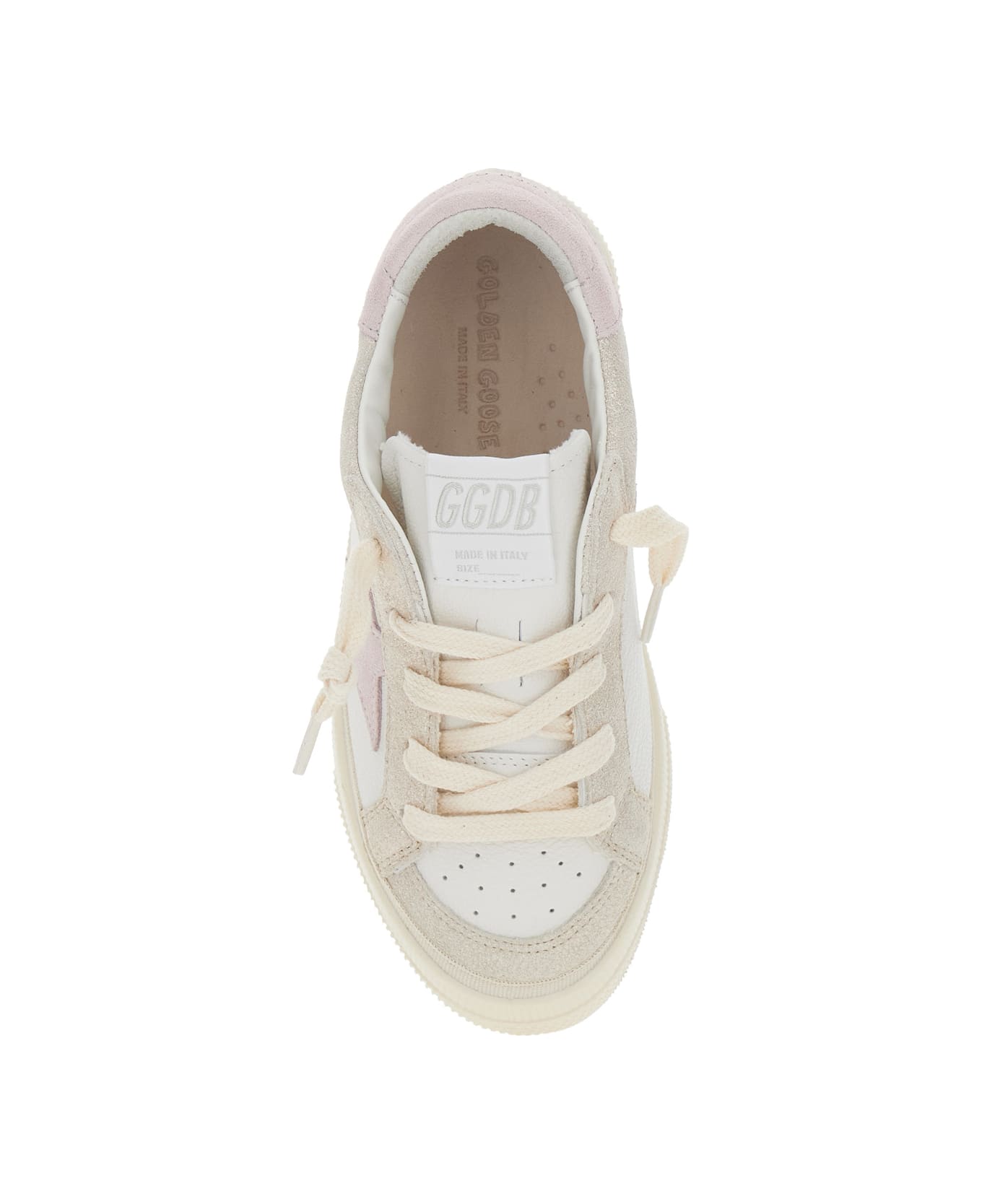Golden Goose 
may
 White Low Top Sneakers With Logo On The Tongue And Star Shaped Detail On The Side In Leather Girl - White