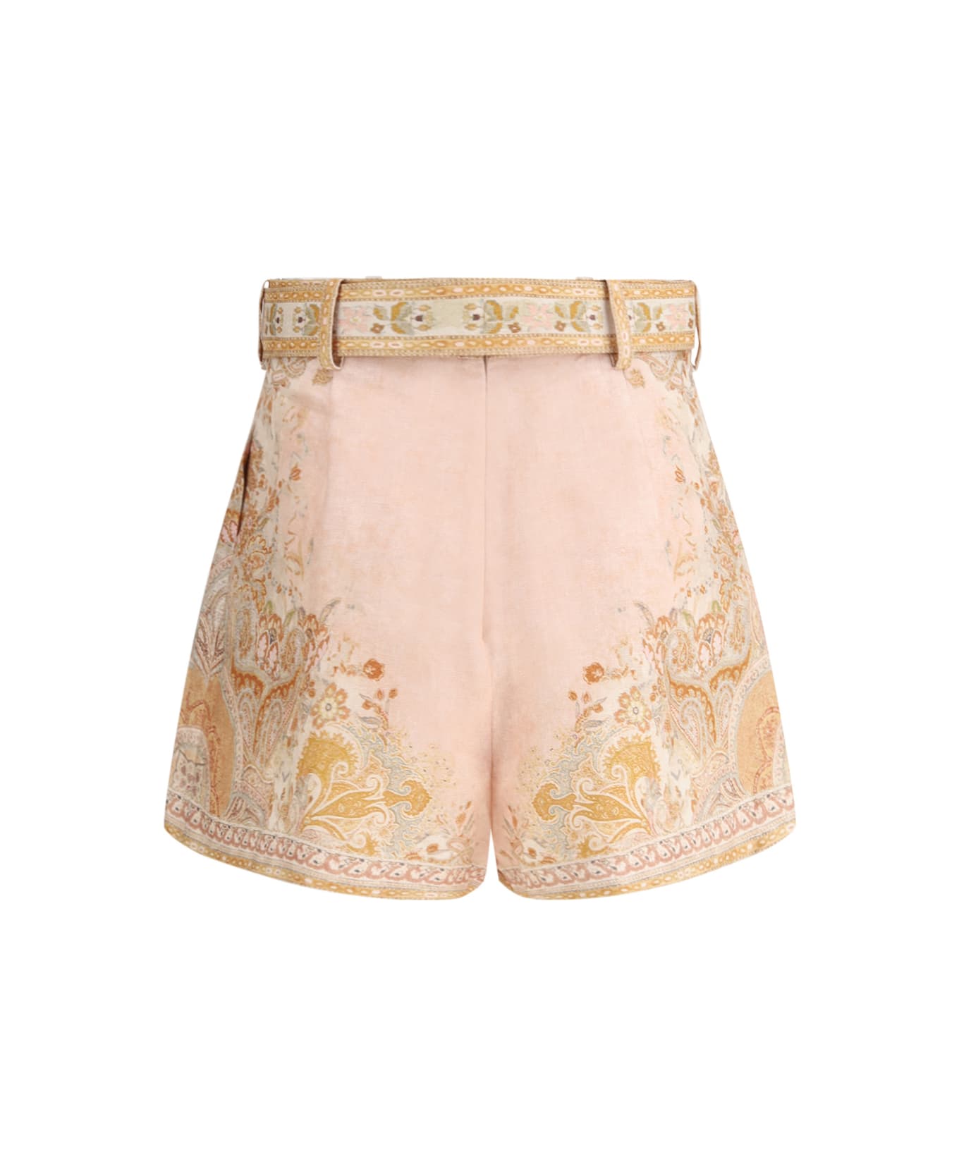 Zimmermann Acacia Tuck Shorts - Cream/pink Multi