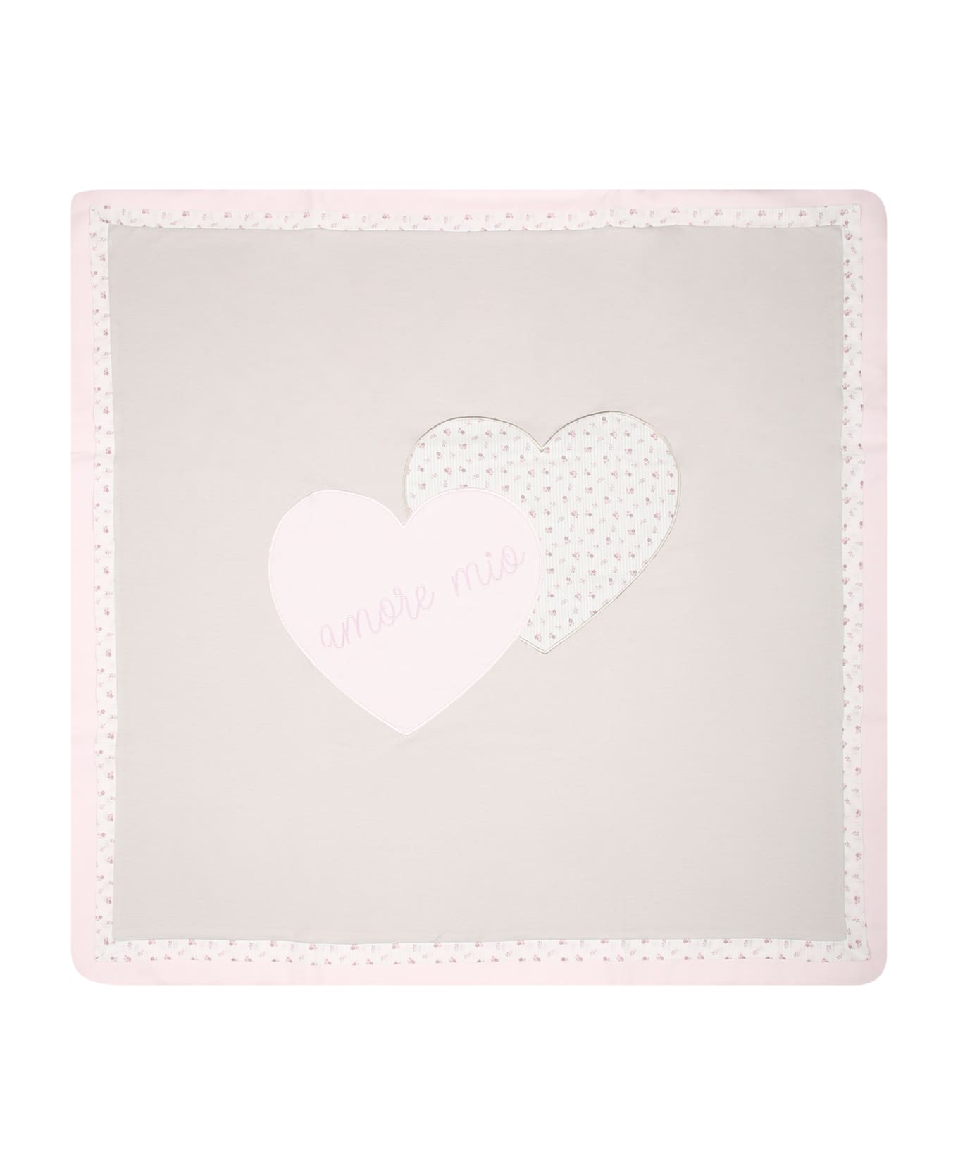 La stupenderia Beige Blanket For Baby Girl With Hearts And Writing - Beige アクセサリー＆ギフト
