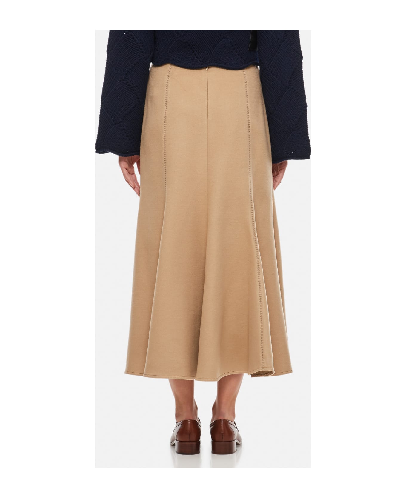 Gabriela Hearst Silk Pleated Midi Skirt - Beige