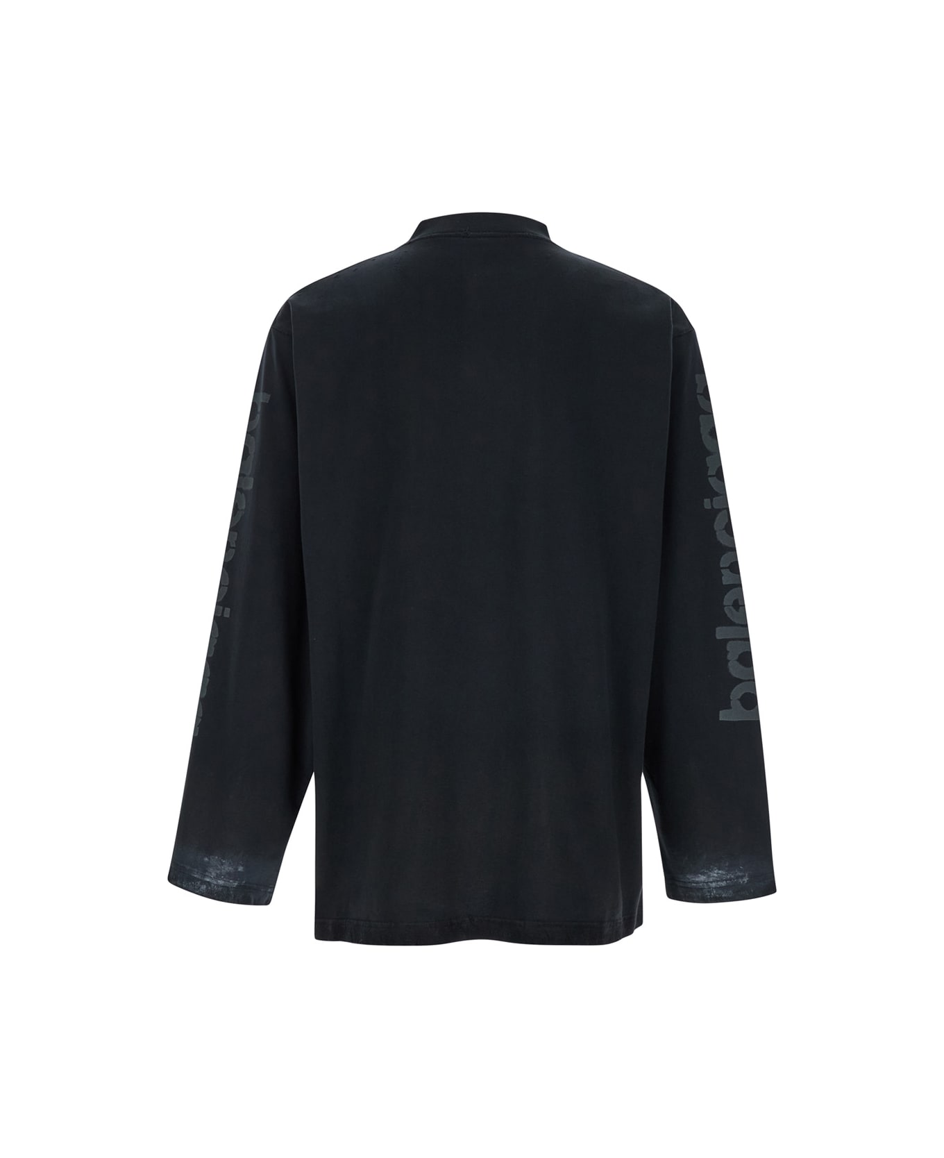 Balenciaga Logo Printed Long-sleeve T-shirt - FADEDBLACK