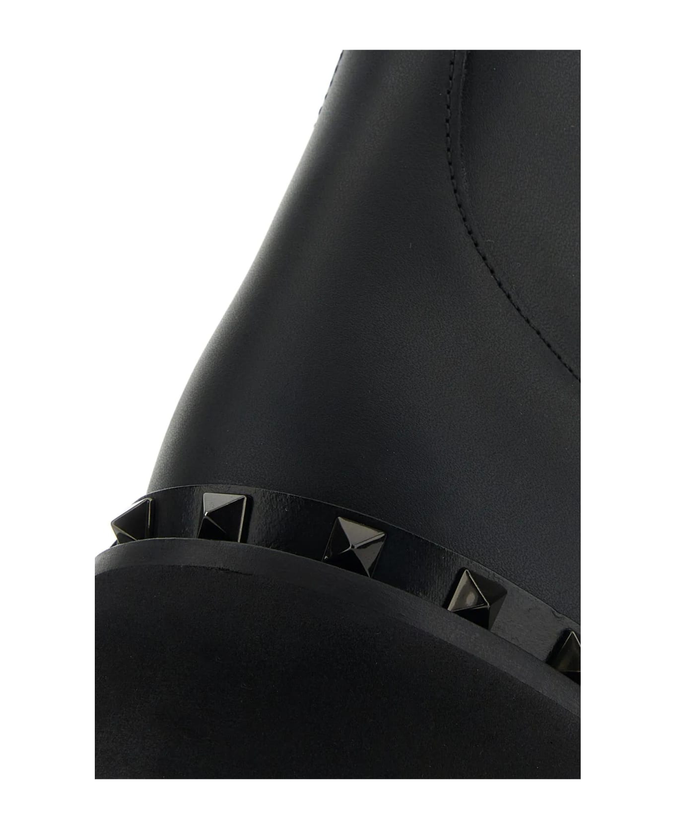Valentino Garavani Black Leather Rockstud Ankle Boots - BLACK