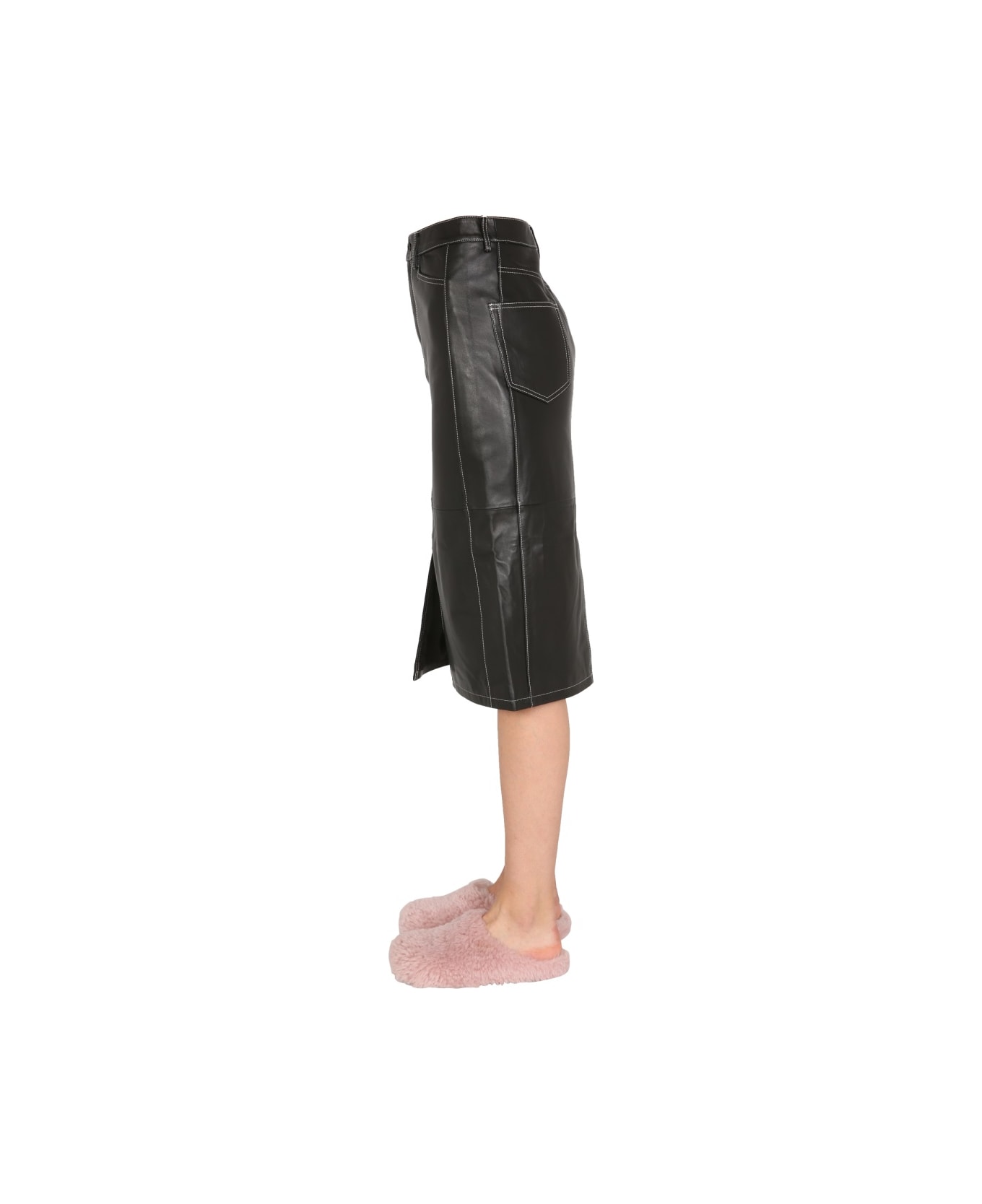 Proenza Schouler White Label Nappa Leather Skirt - BLACK