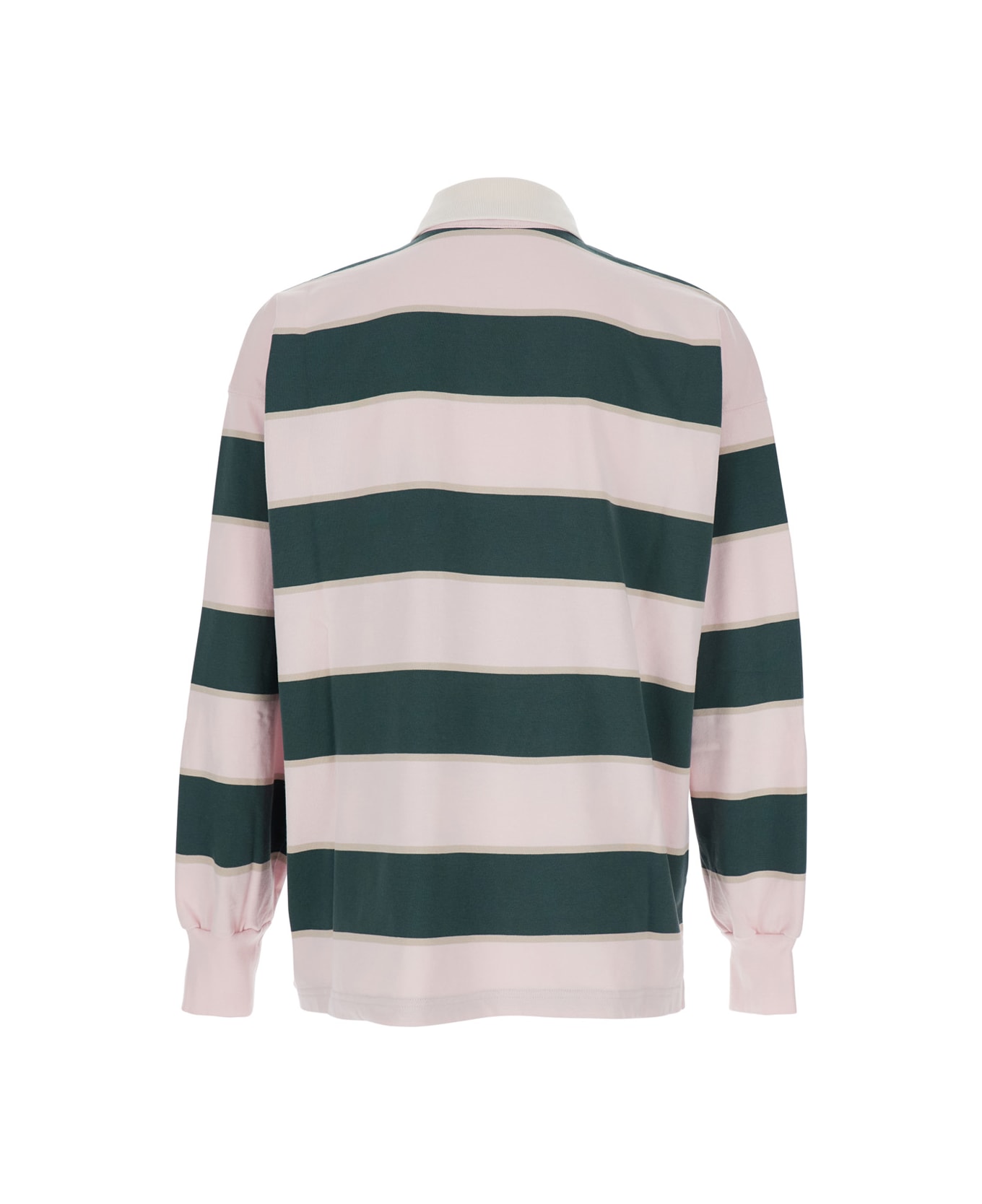 Autry Pink Polo Shirt With Classic Collar And All-over Striped Motif In Cotton Man - Pink