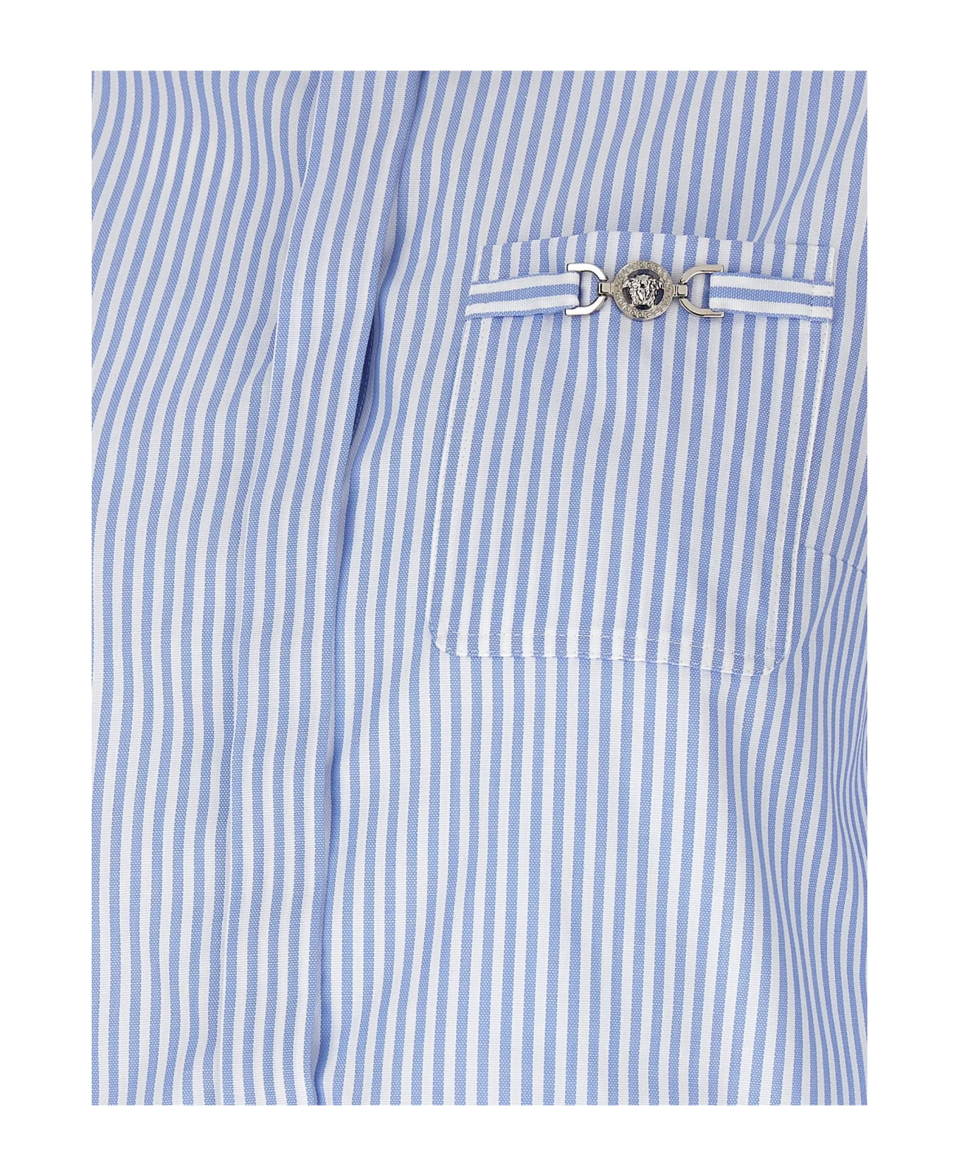 Versace Striped Cropped Shirt - Light Blue