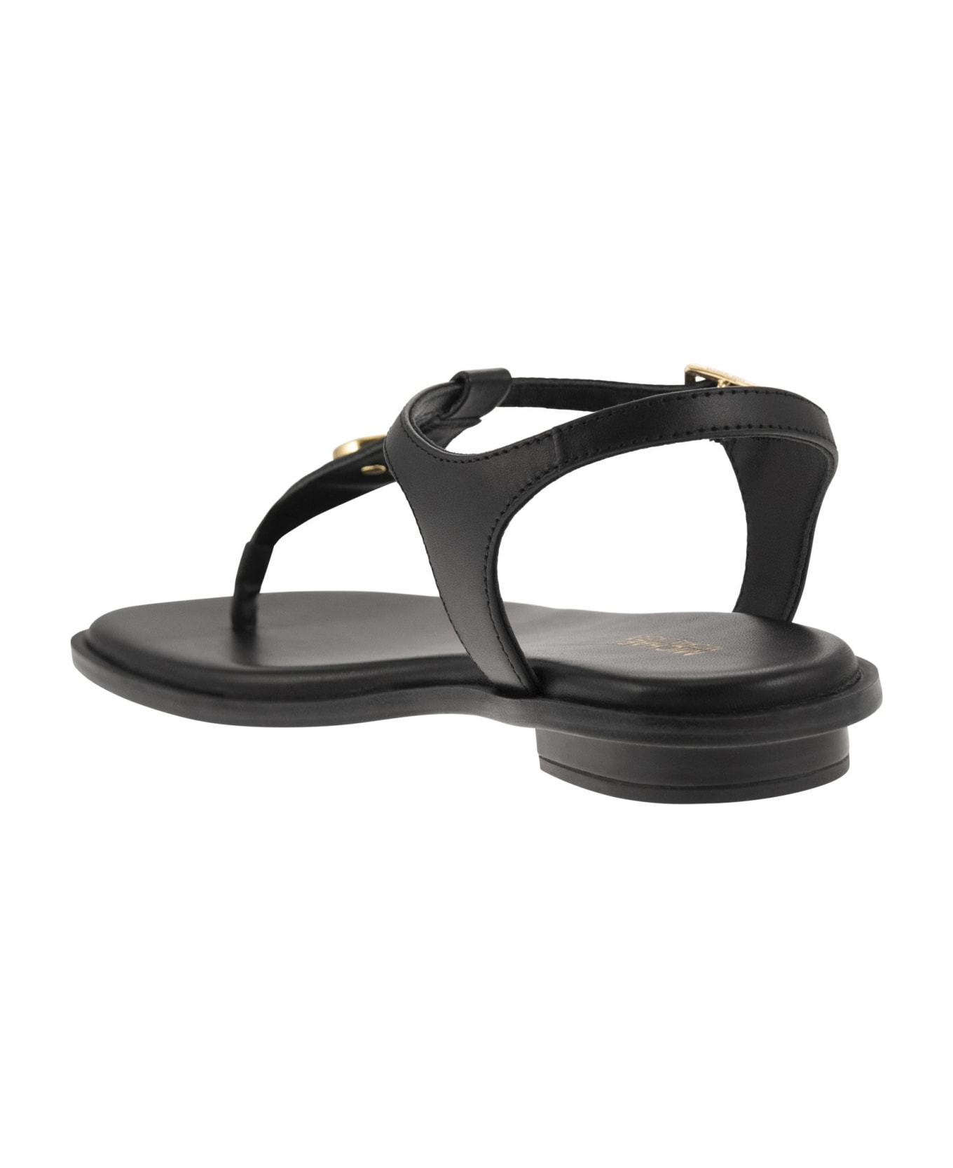 Michael Kors Collection Leather Sandal With Logo - Black