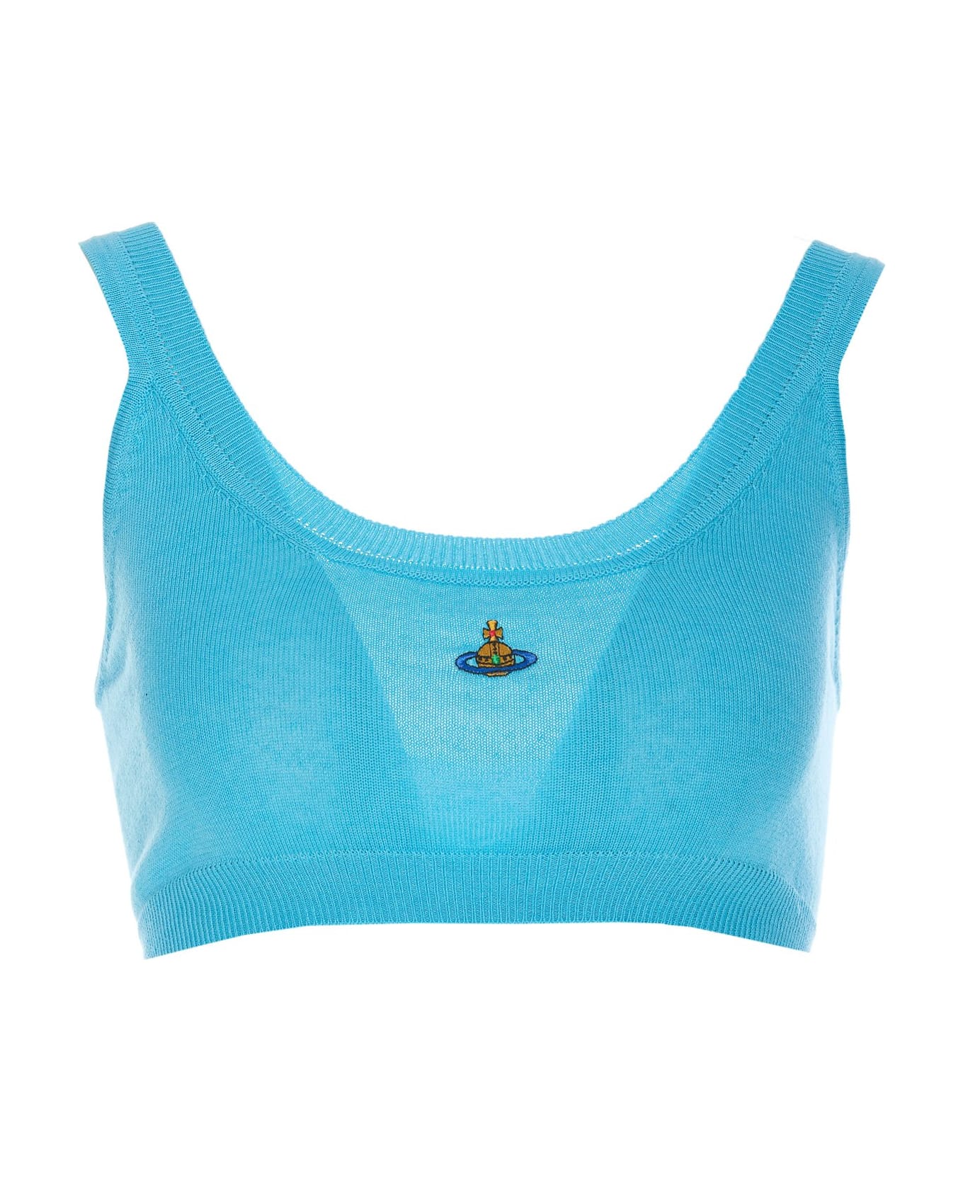 Vivienne Westwood Orb Embroidered Knit Cropped Top - AZURE