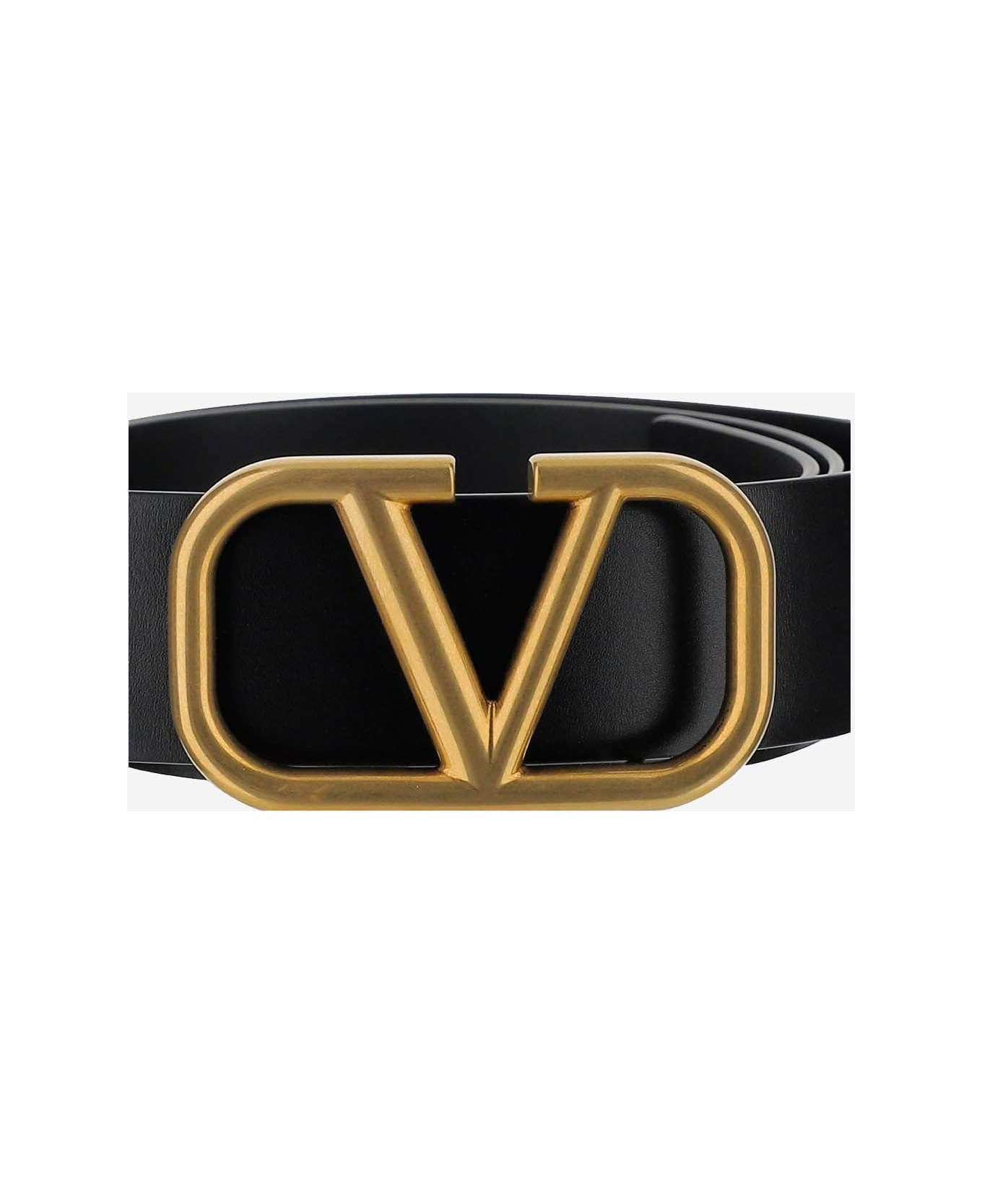 Valentino Garavani Vlogo Signature Calfskin Belt - Black