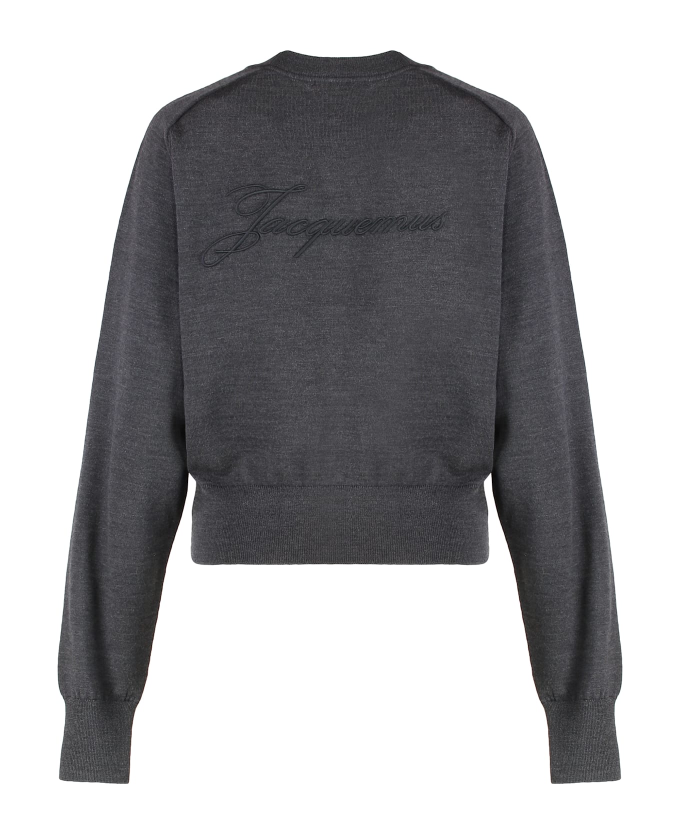 Jacquemus Sweater With Round Neck Brode In Merino Wool - grey