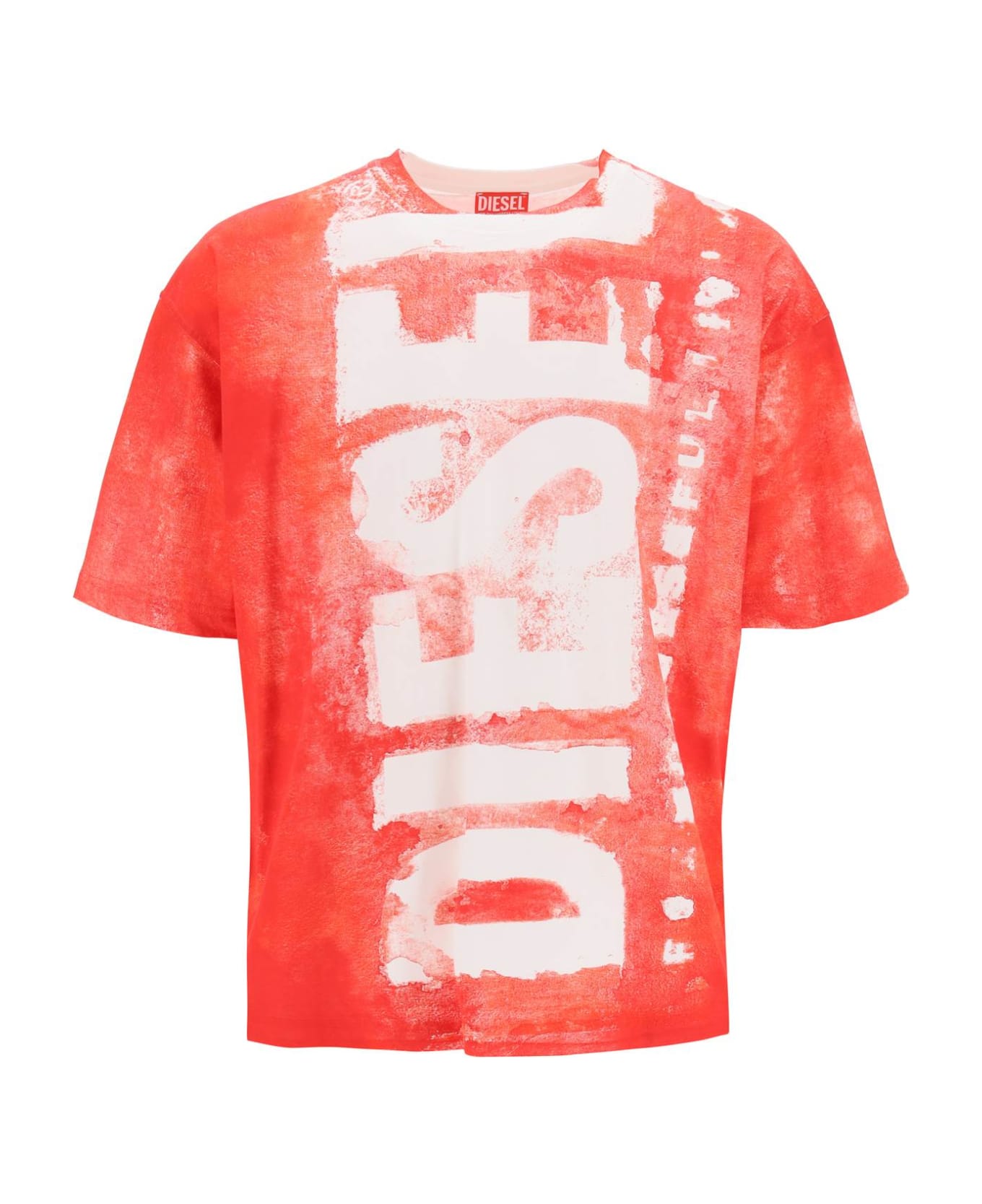 Diesel Printed T-shirt With Oversized Logo - Aa Red