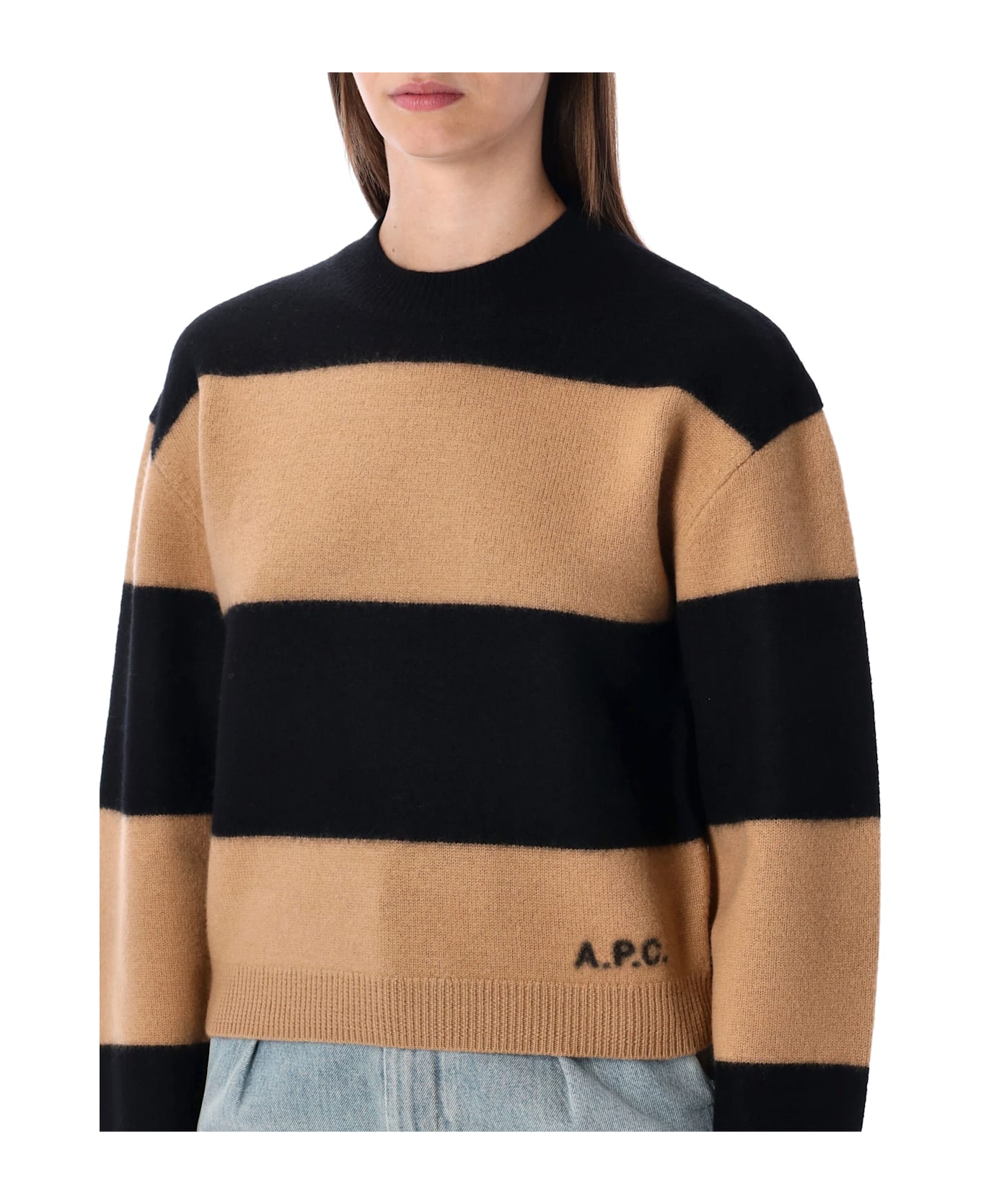 A.P.C. Penny Striped Sweater - CAMEL BLACK