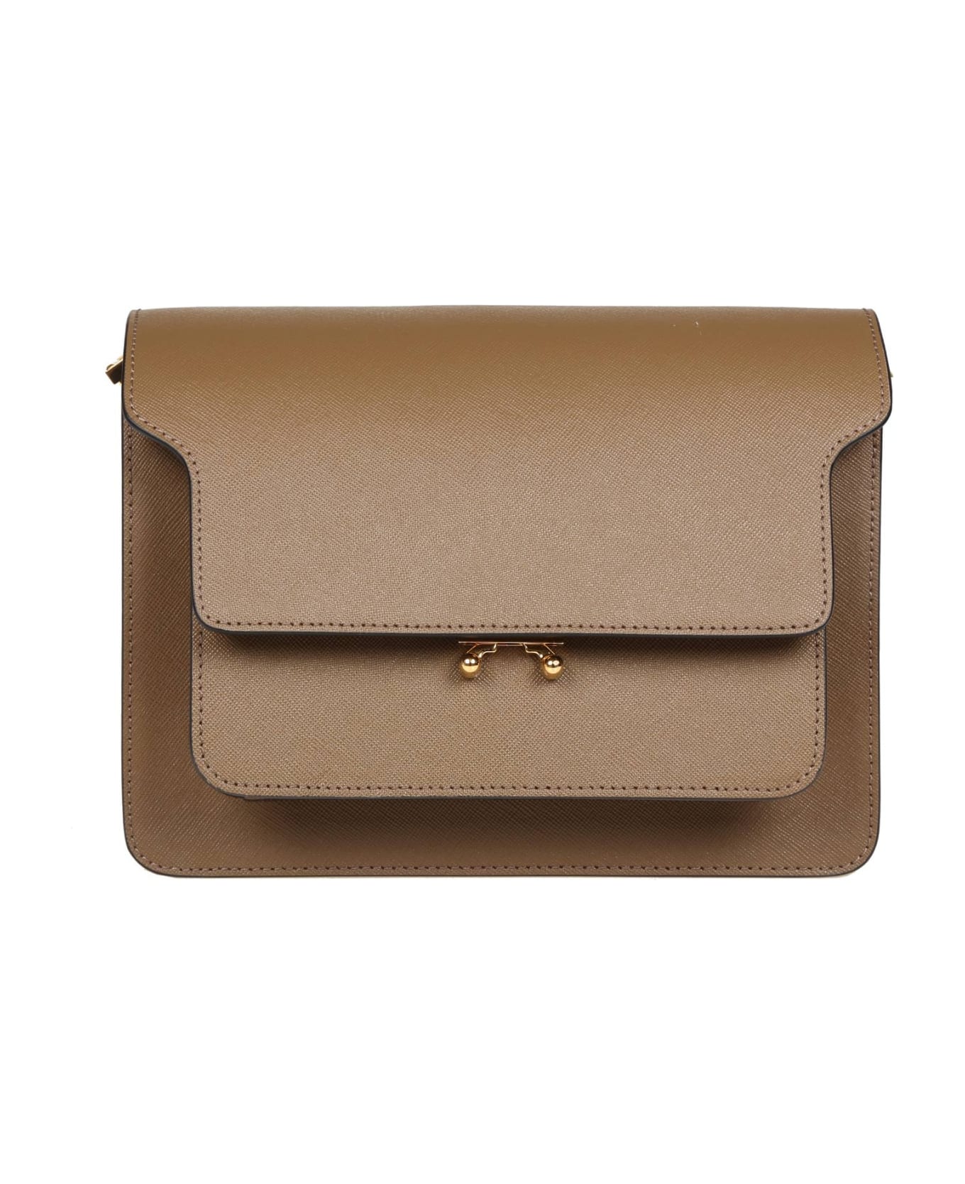 Marni Medium Trunk Bag In Taupe Color Leather - GREY