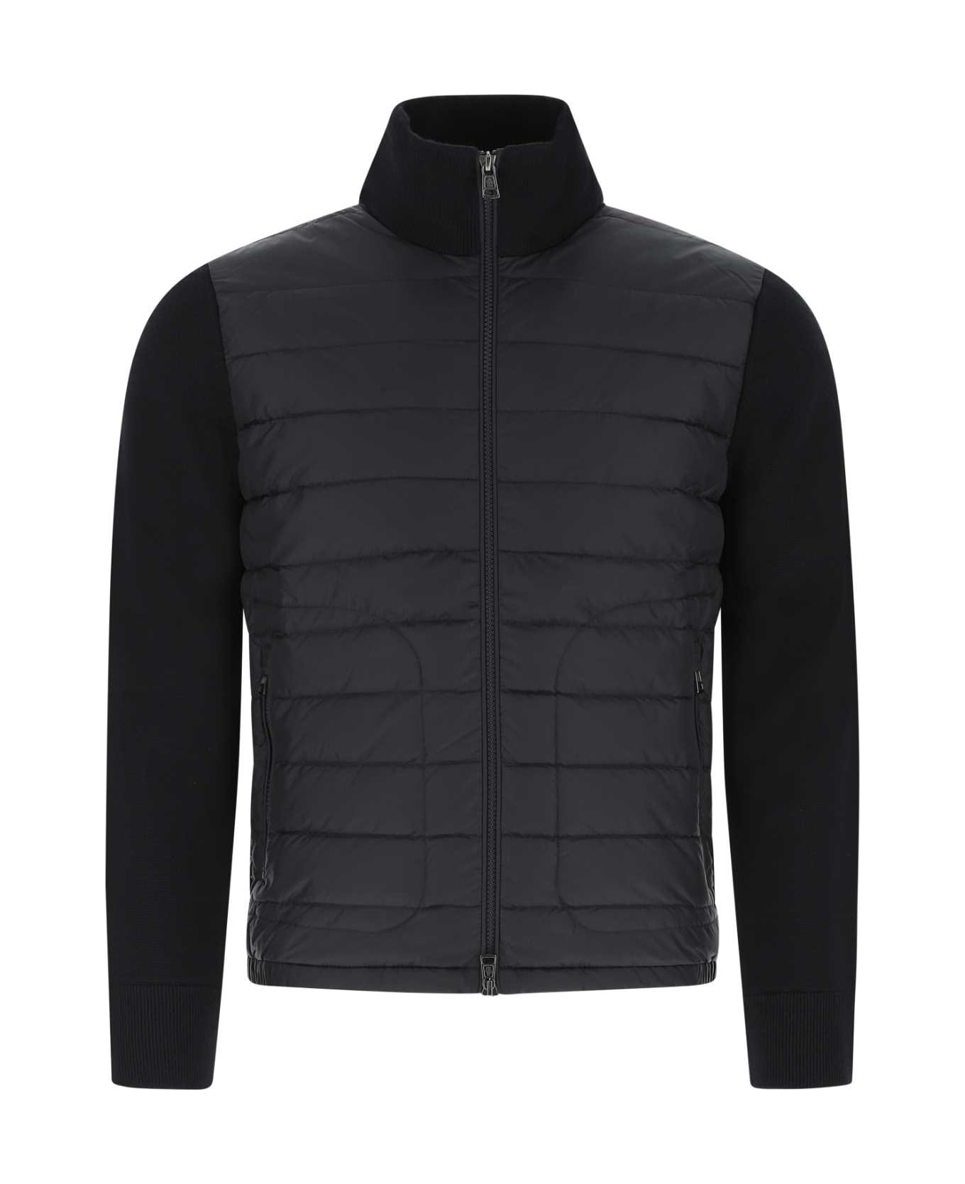 Moncler Navy Blue Wool And Acrylic Cardigan - NAVY