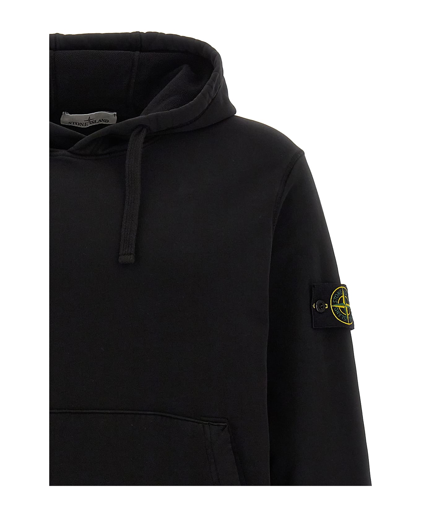 Stone Island Logo Patch Hoodie - Black  