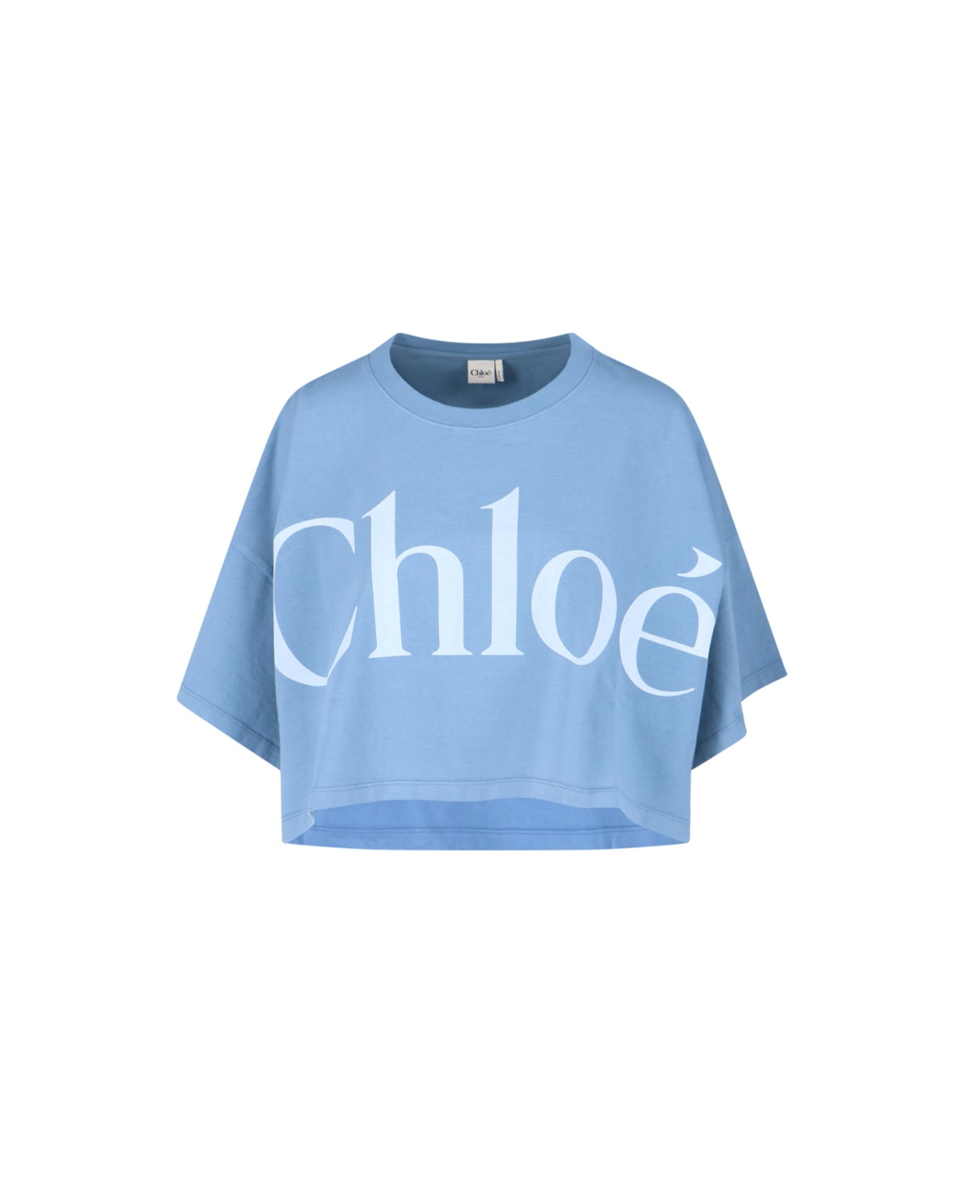 Chloé Logo Crop T-shirt - Light Blue