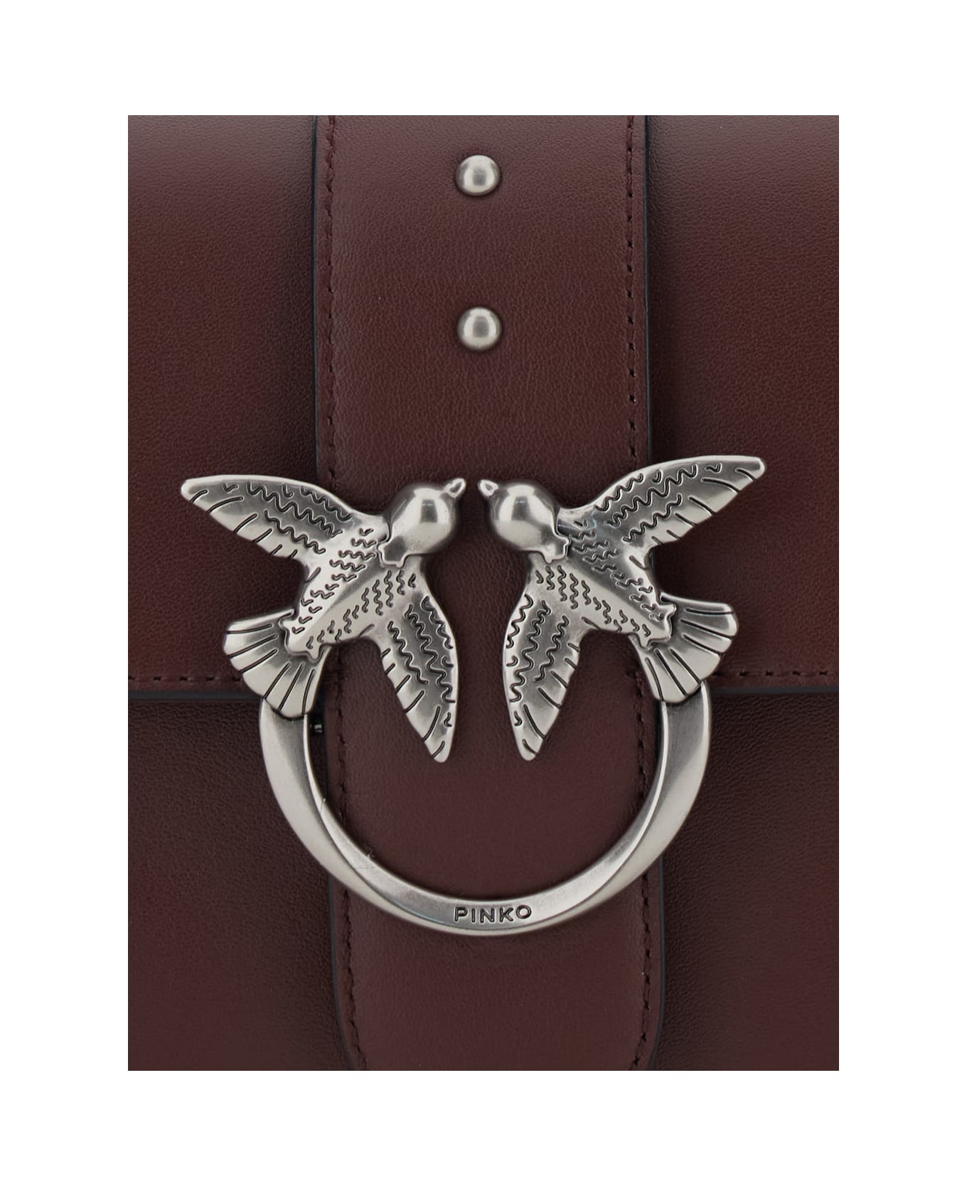 Pinko Bordeaux Crossbody Bag With Love Birds Plaque On The Front In Leather Woman - Bordeaux