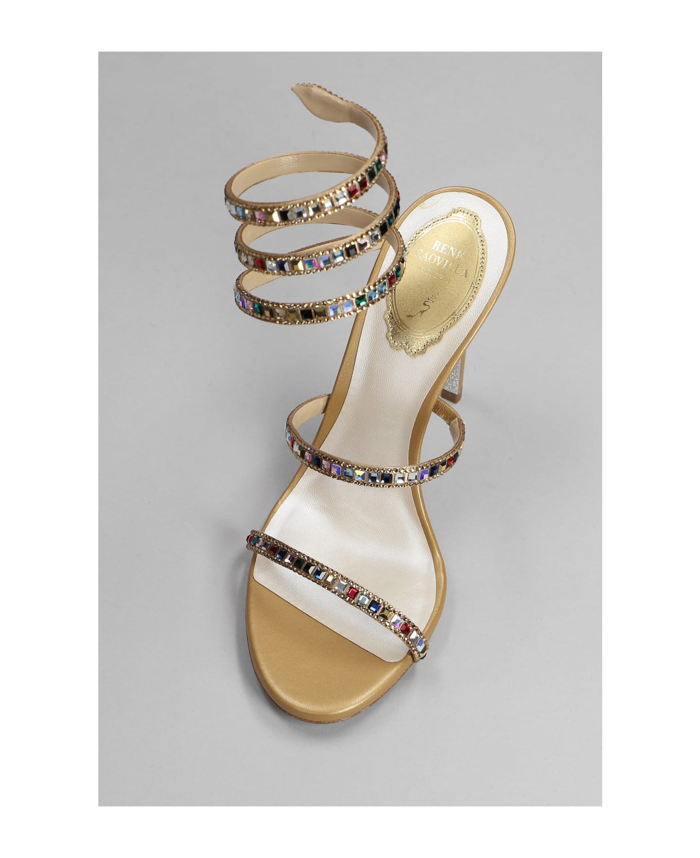 René Caovilla Cleo Sandals In Gold Leather - gold