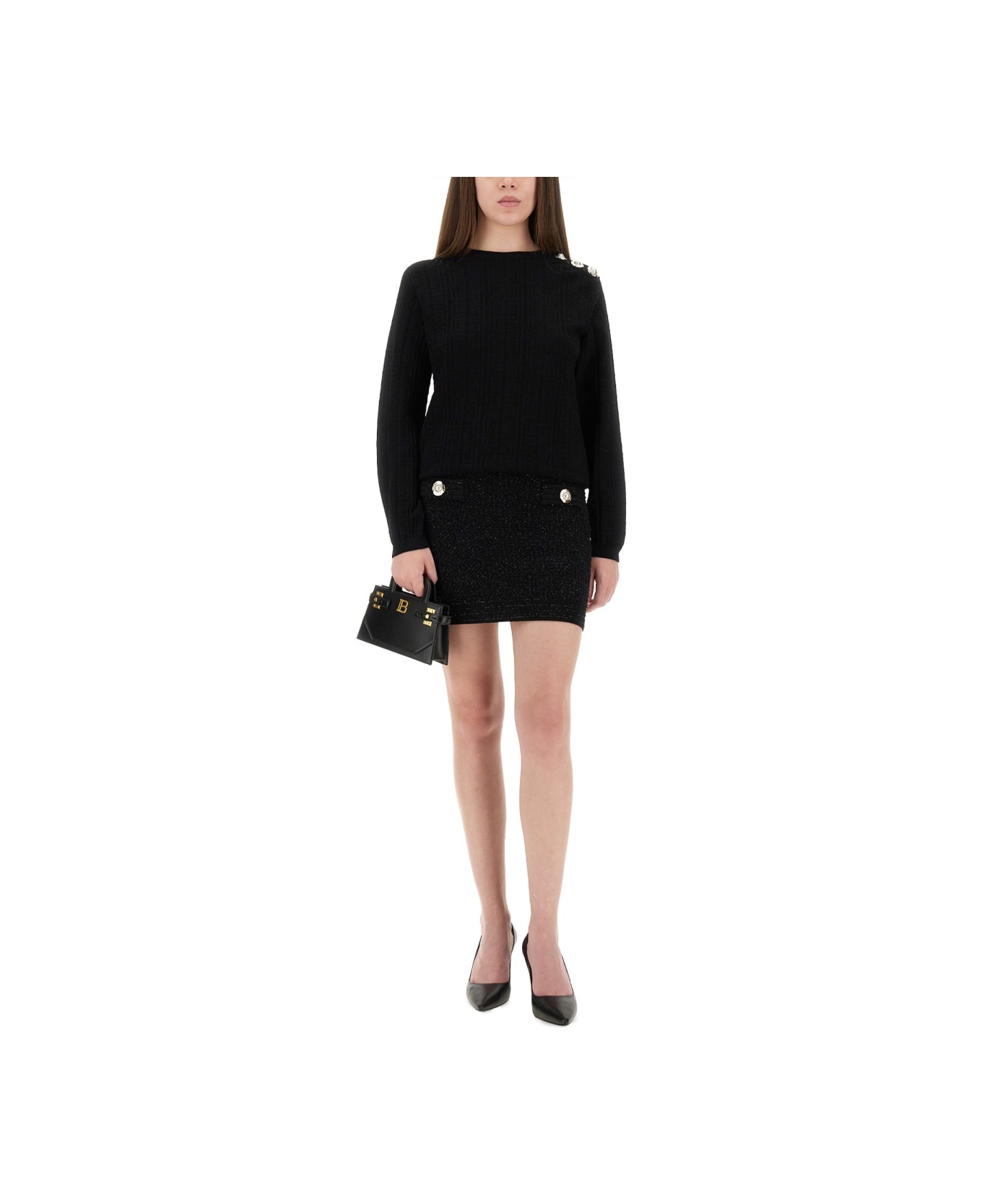 Balmain Knitted Tops. - BLACK