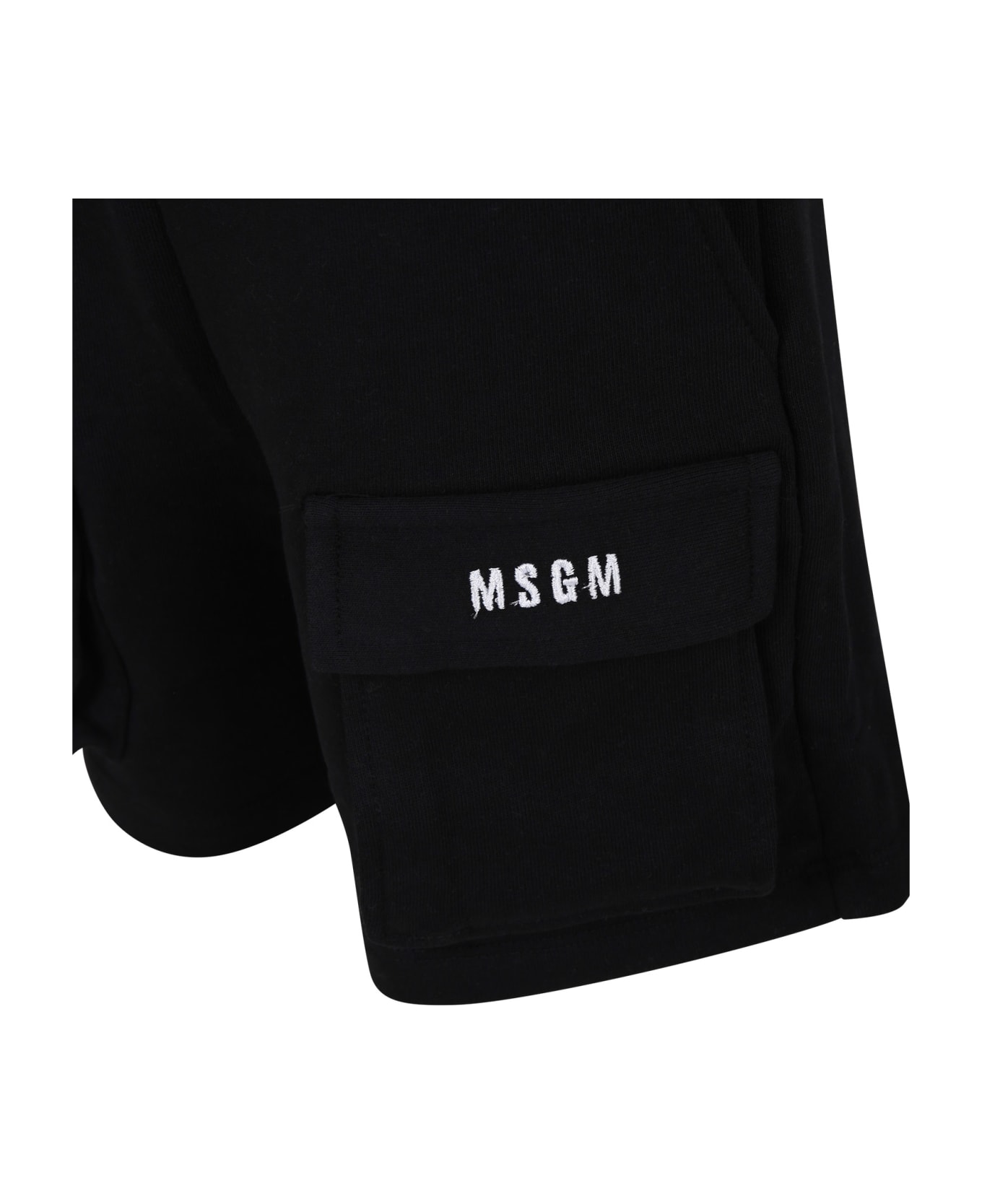 MSGM Black Shorts For Boy With Logo - Black