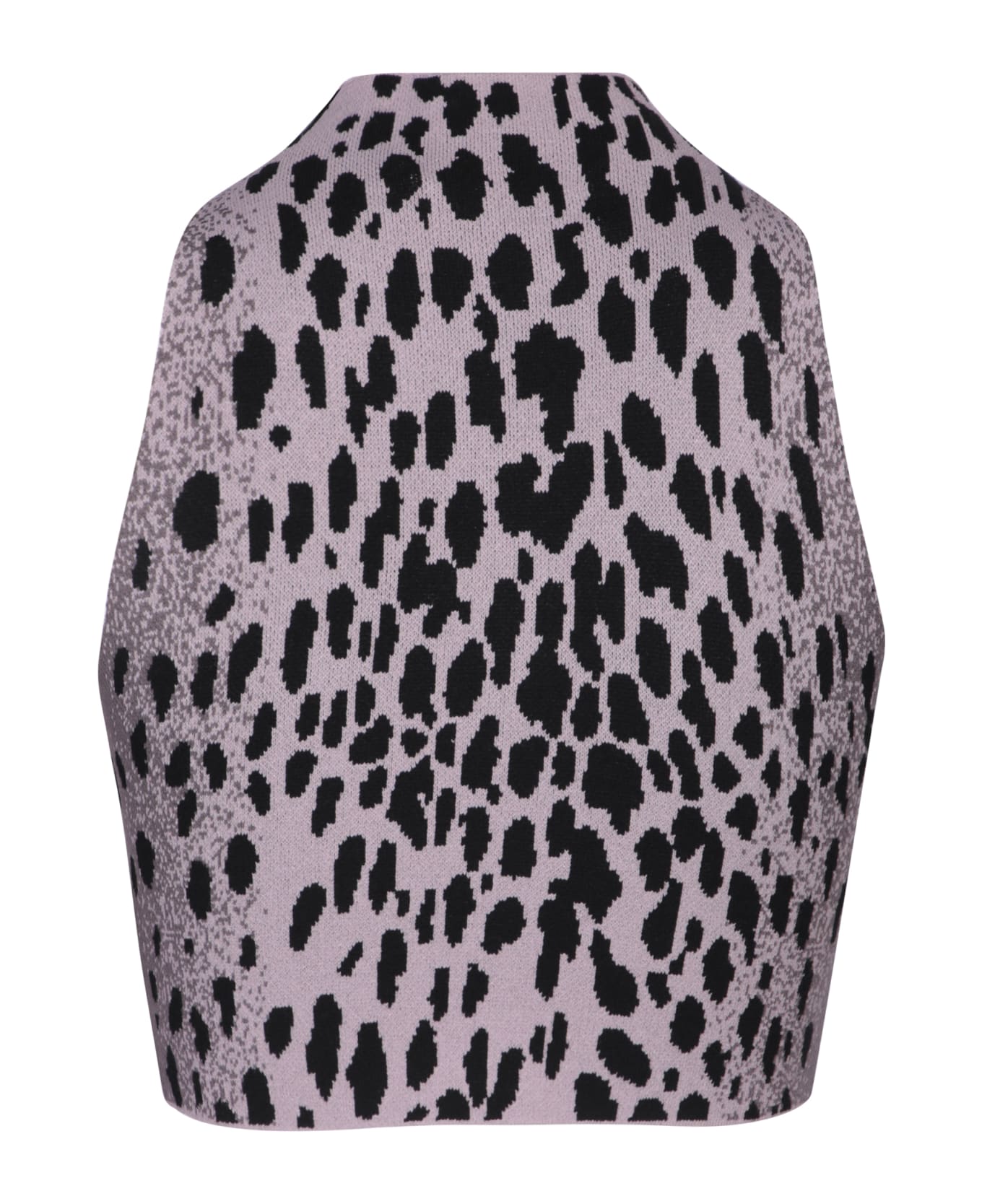 SSHEENA Leopard Knit Crop Top In Lilac And Black By Ssheena - Multi