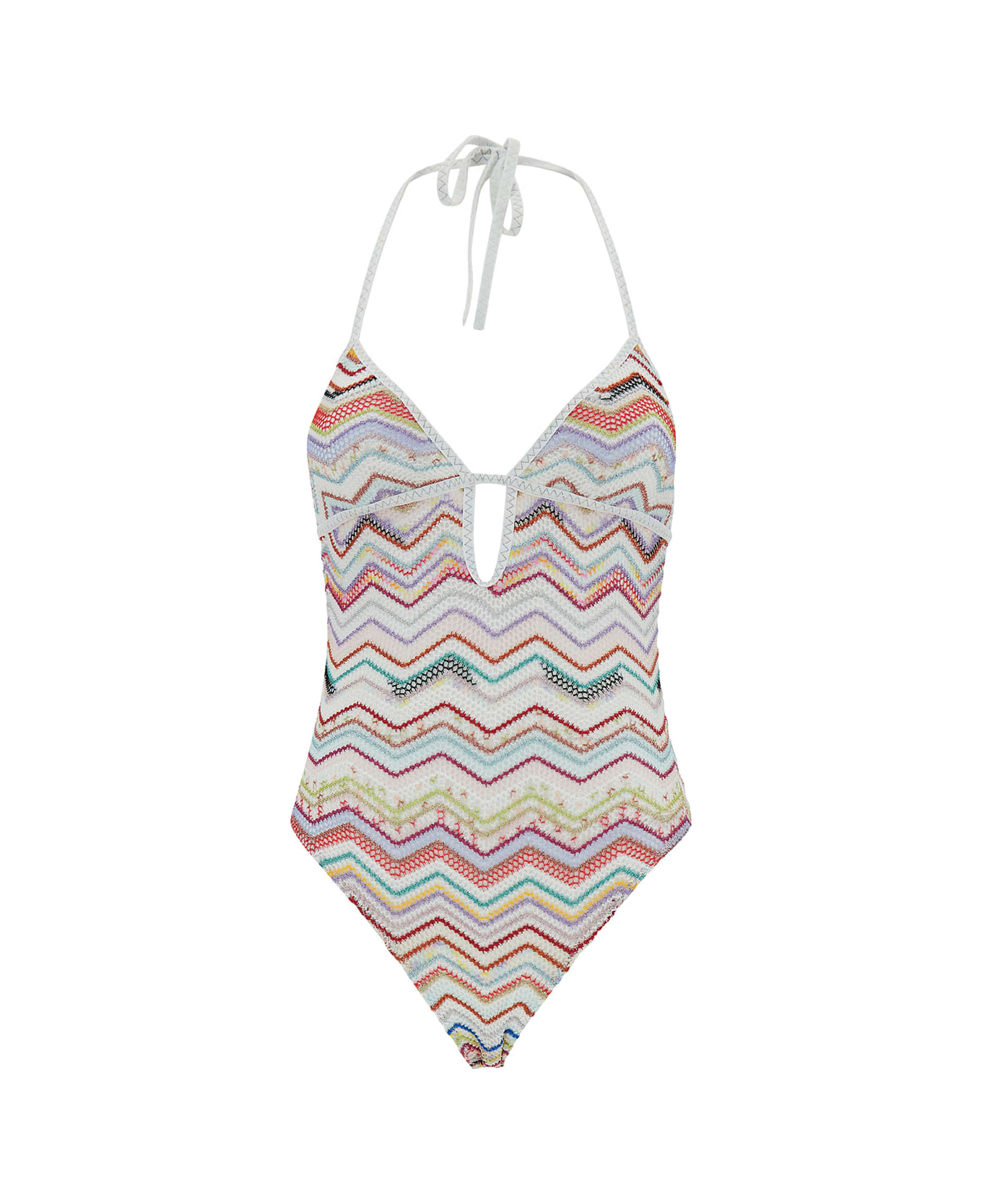 Missoni Multicolor One-piece Swimsuit With Zigzag Motif And Cut-out In Viscose Blend Woman - Multicolor 水着