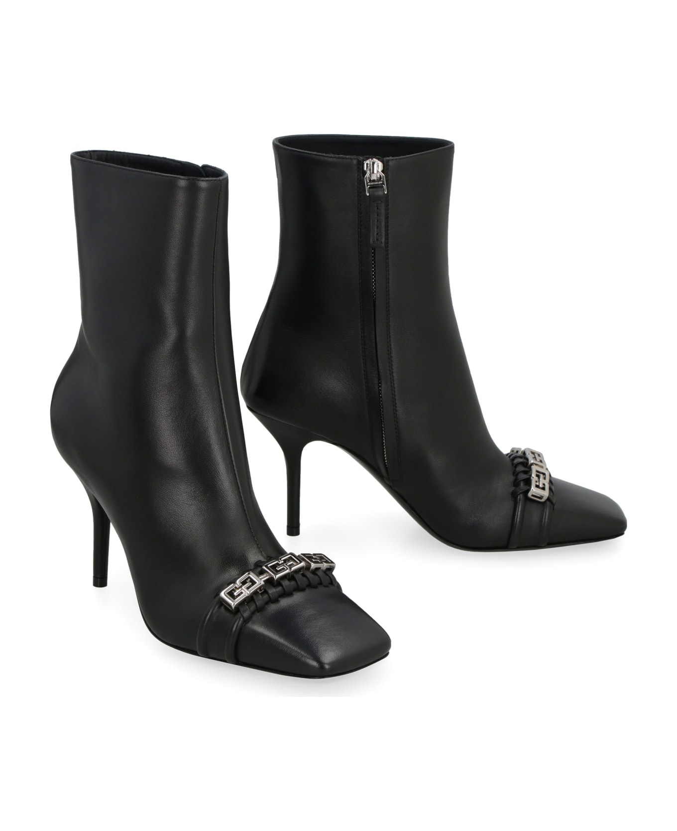 Givenchy G Woven Leather Ankle Boots - black
