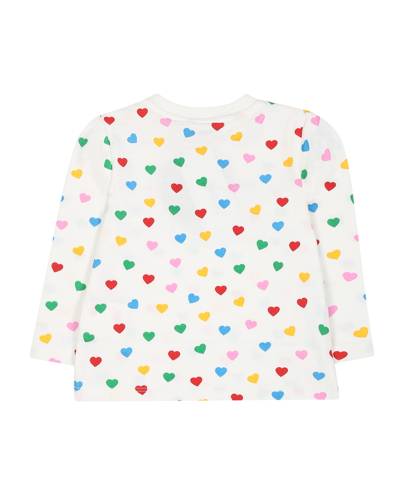 Stella McCartney Kids White T-shirt For Baby Girl With Hearts Print - White