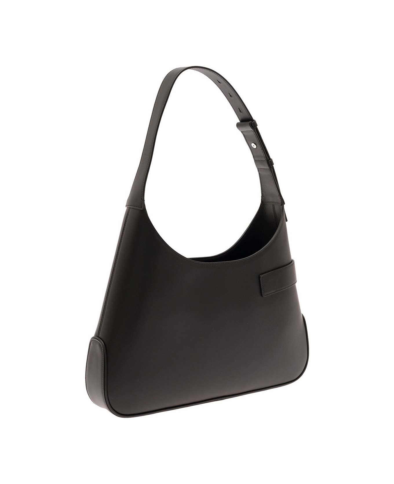 Ferragamo Black Hobo Shoulder Bag With Asymmetric Pocket And Gancini Buckle In Leather Woman - Black