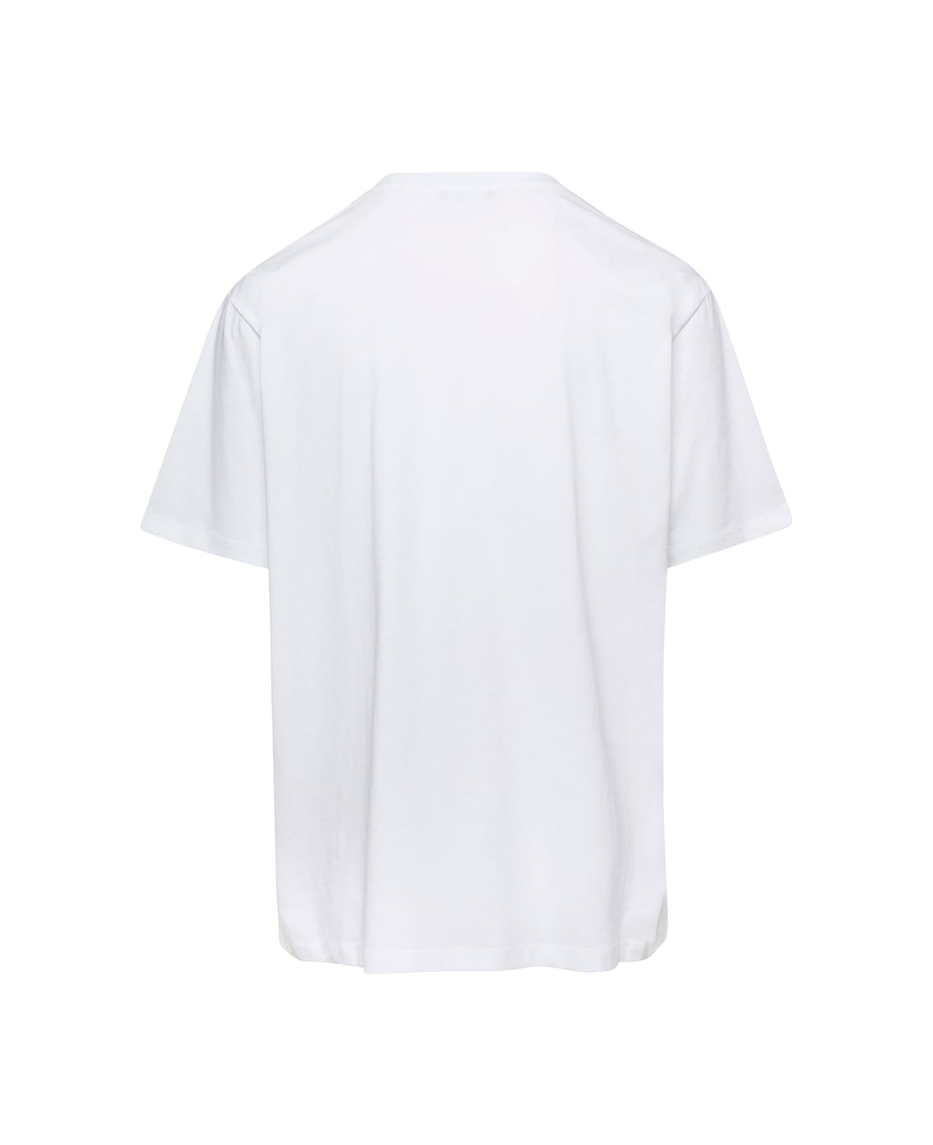 Balmain White Crew Neck T-shirt With Logo Print On The Chest In Cotton Man - White