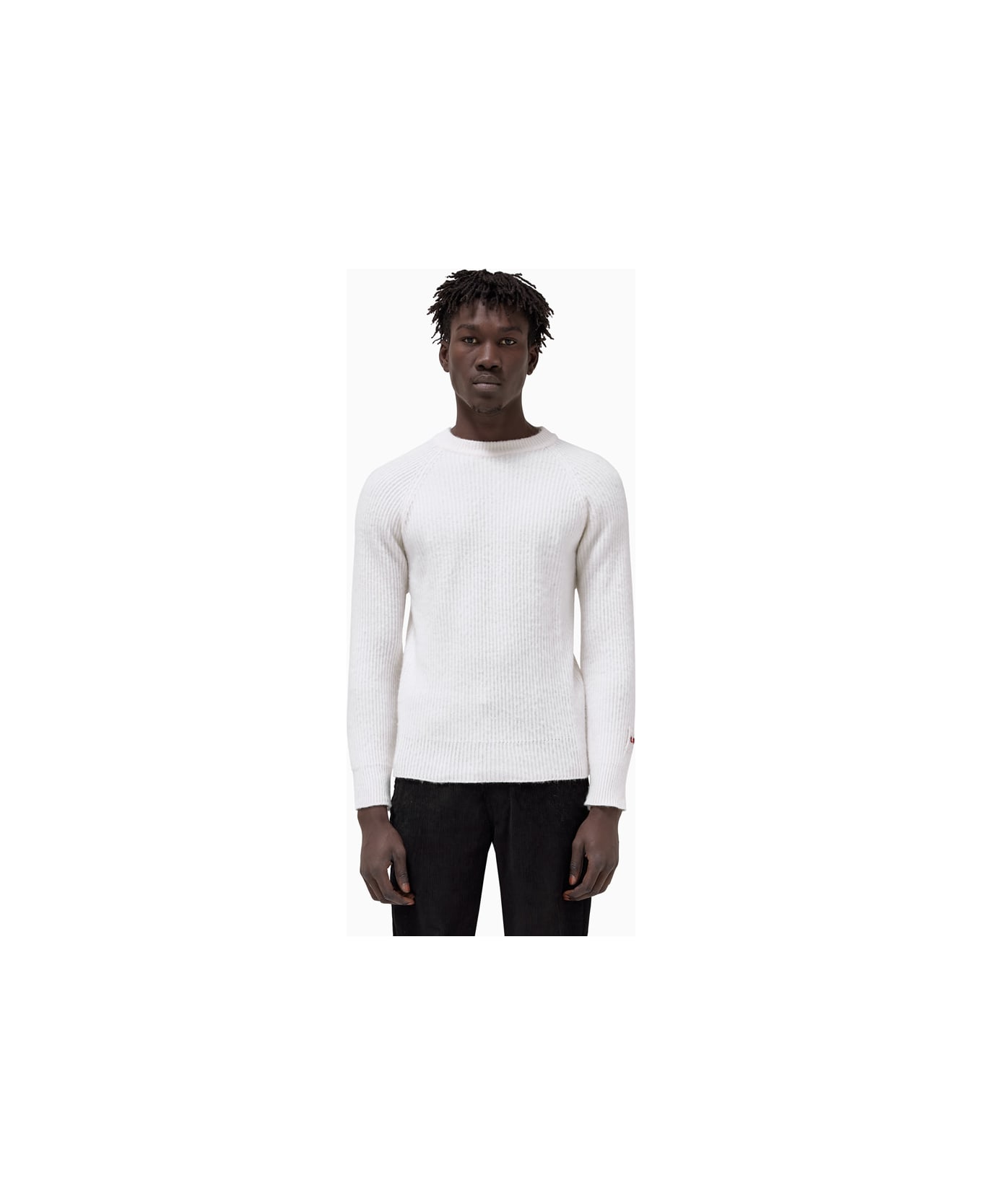 Longo Fisherman's Rib Sweater - OPTICAL WHITE