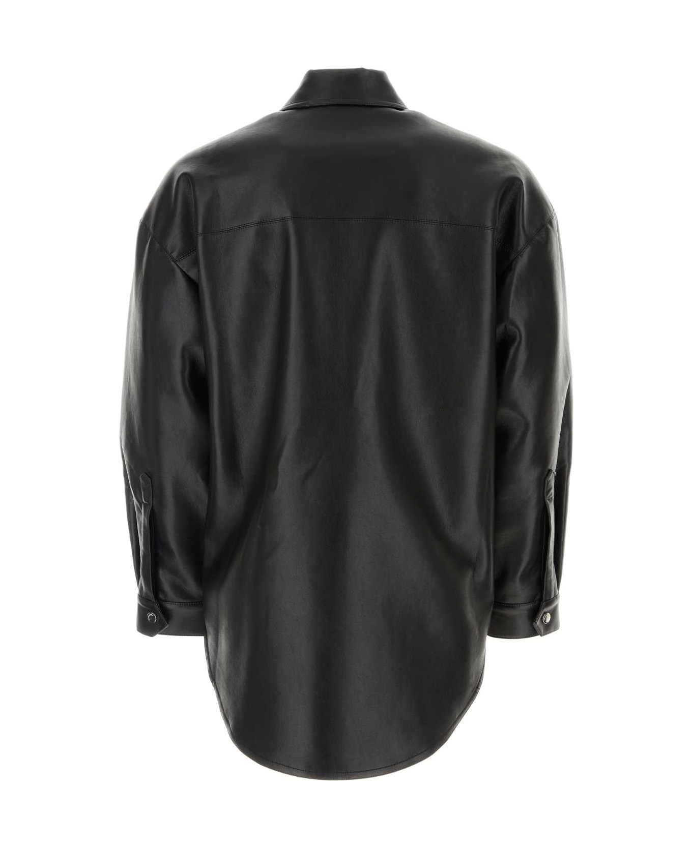 Nanushka Black Synthetic Leather Oversize Martin Shirt - BLACK シャツ
