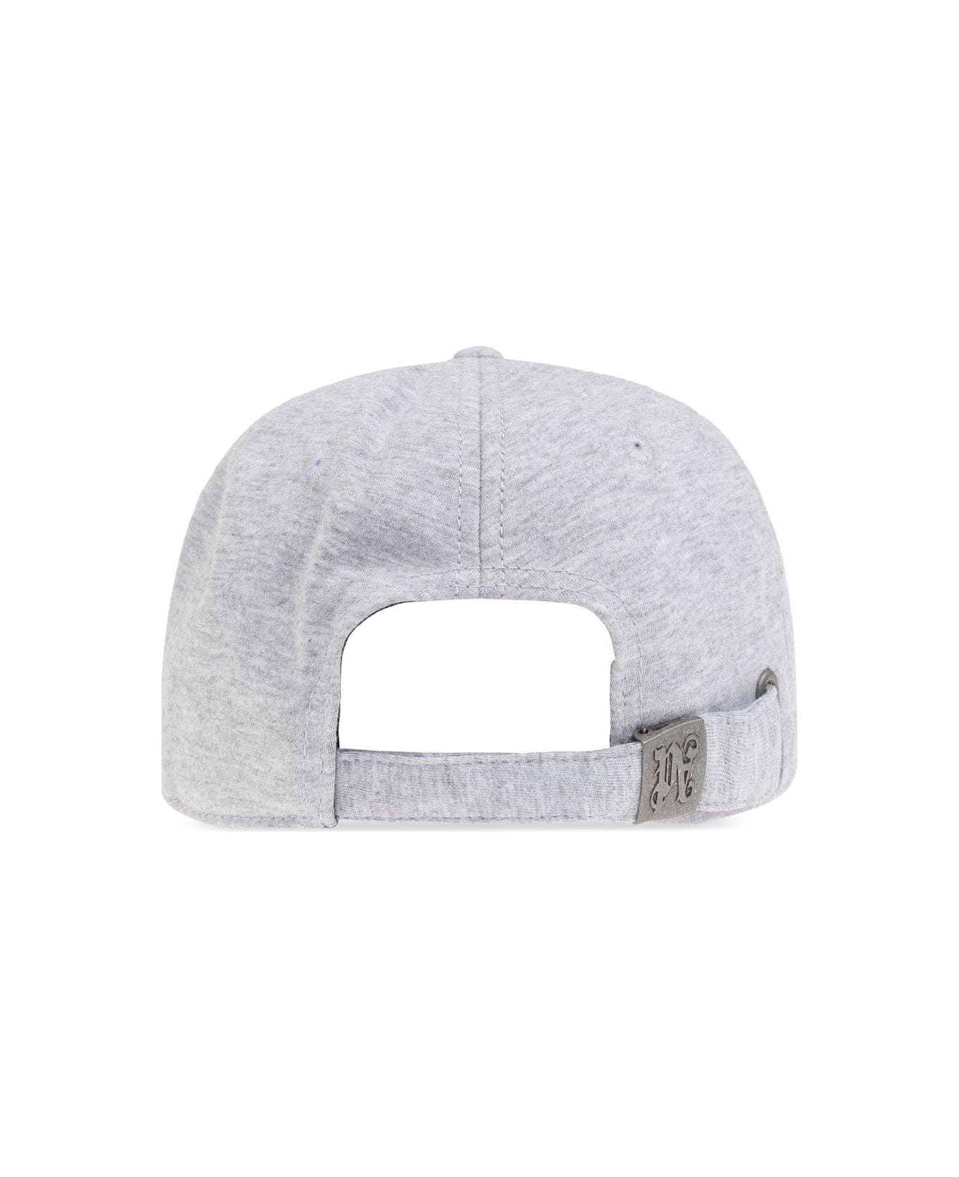 Palm Angels Logo Embroidered Baseball Cap - GREY MELANGE BLACK