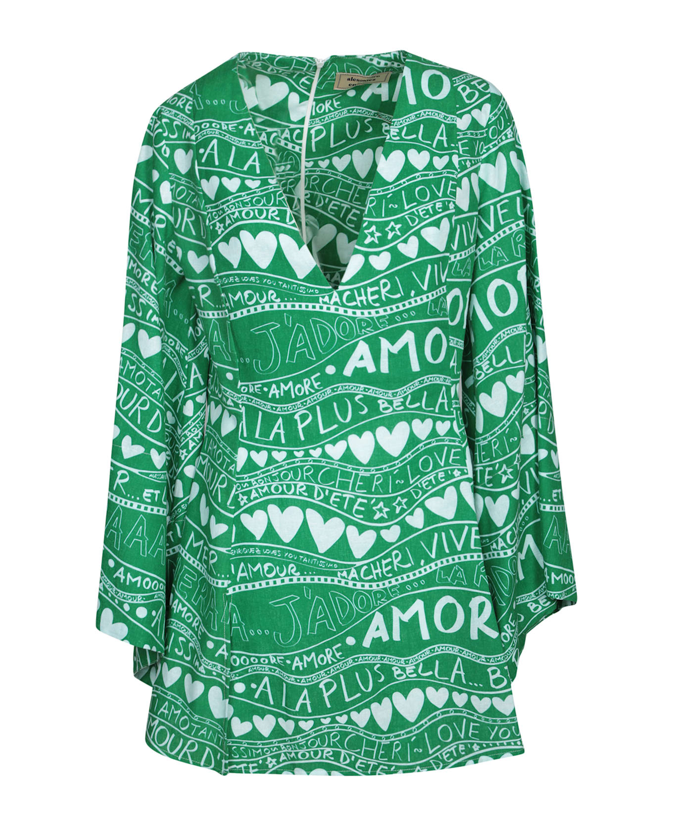 Alessandro Enriquez Green Waves Mini Dress - Green