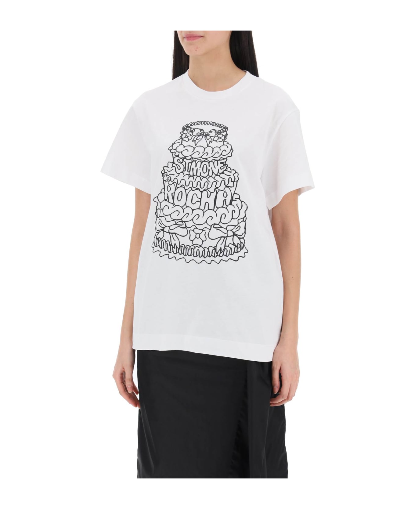 Simone Rocha Cake Crewneck T-shirt - WHITE BLACK (White) Tシャツ