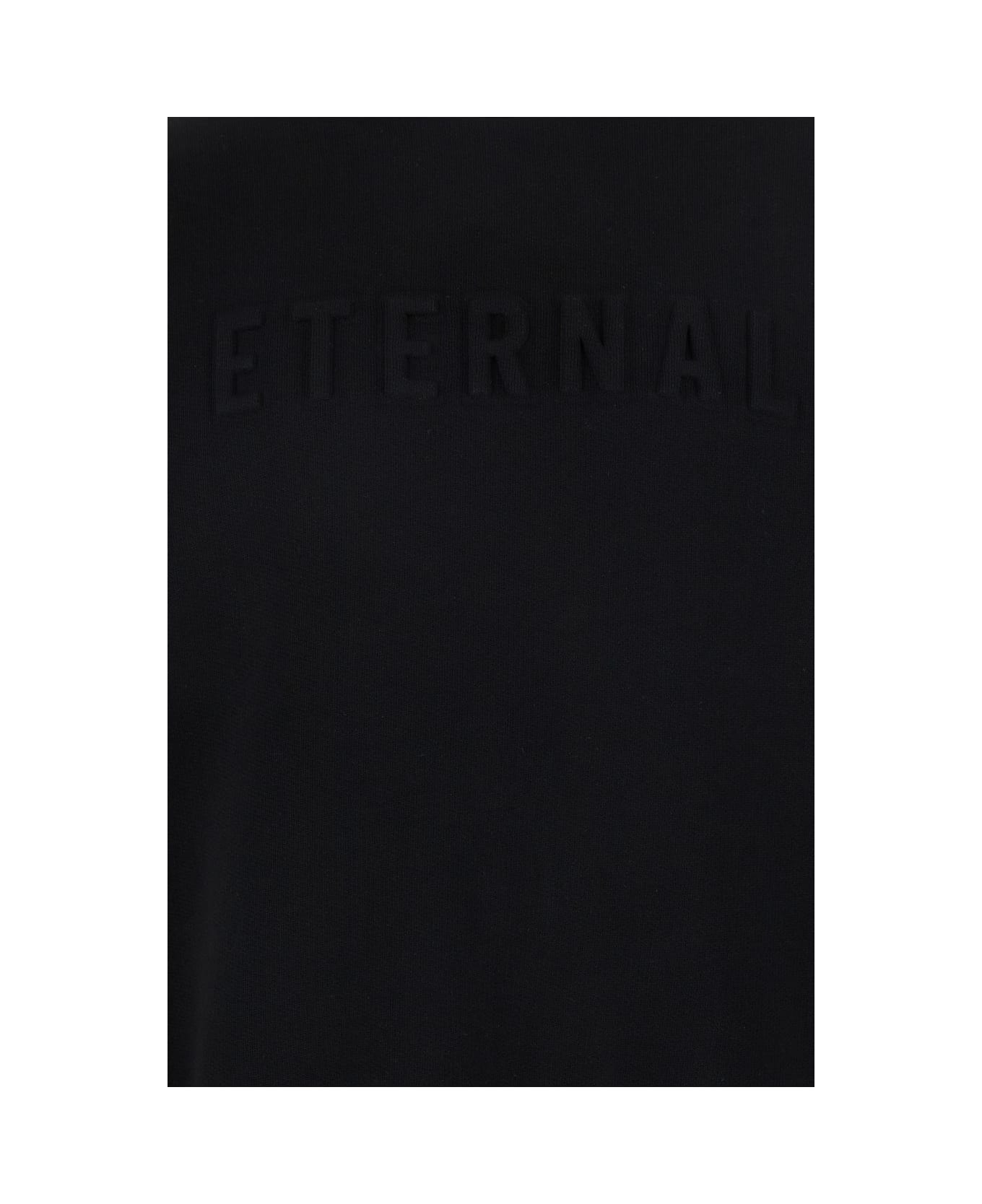 Fear of God Black Crewneck Sweater With Tonal Logo Lettering Embroidery On The Front In Cotton Blend Man - Black