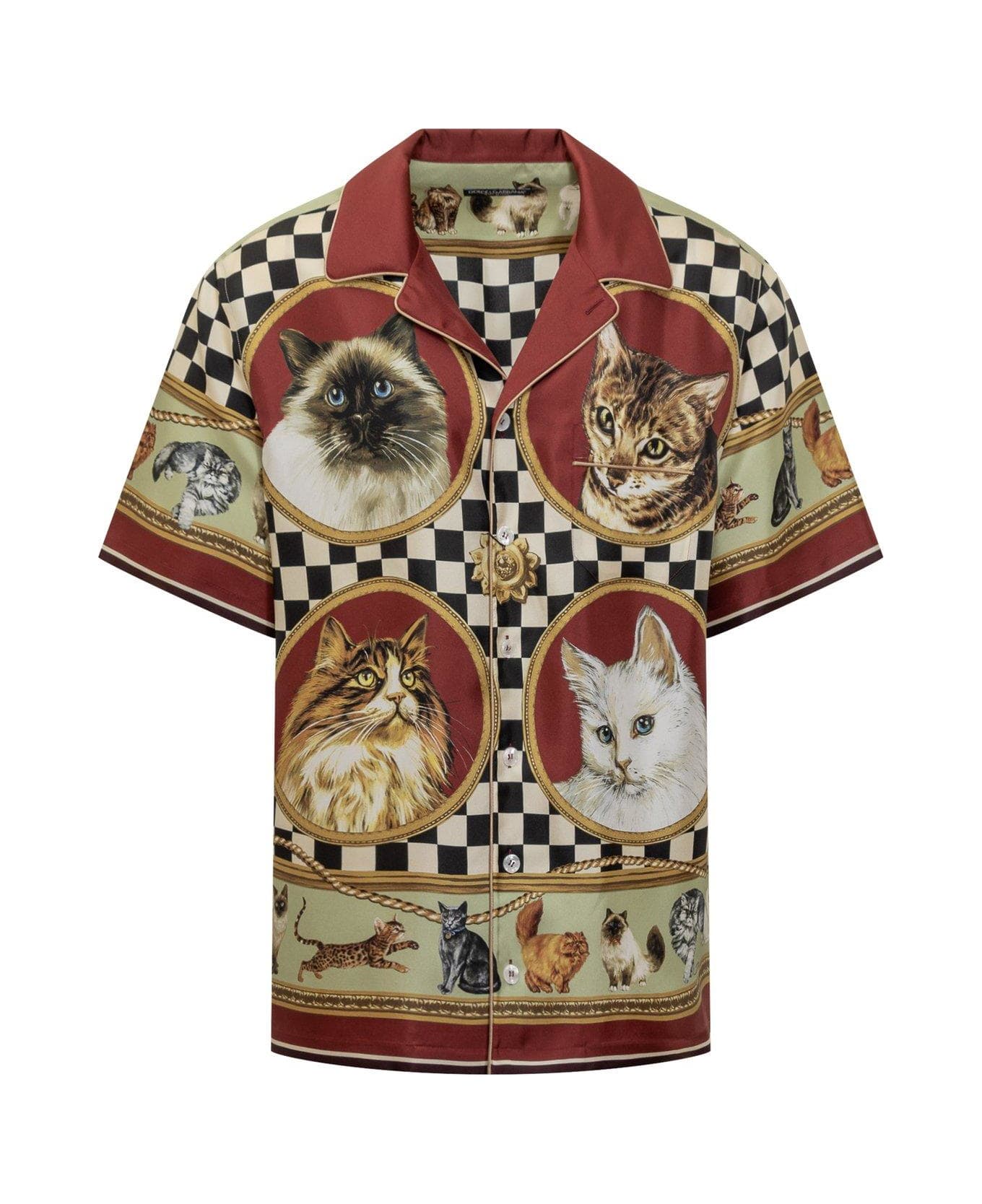 Dolce & Gabbana Cat Printed Short-sleeved Shirt - MultiColour