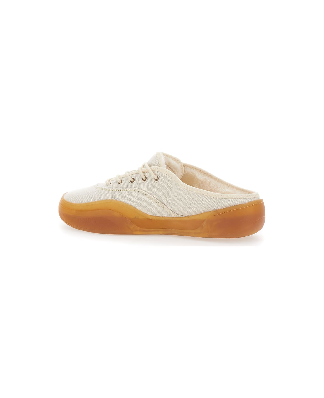ERL 'low Skate Mule' White Low Top Sneakers With Contrasting Sole In Cotton Man - White