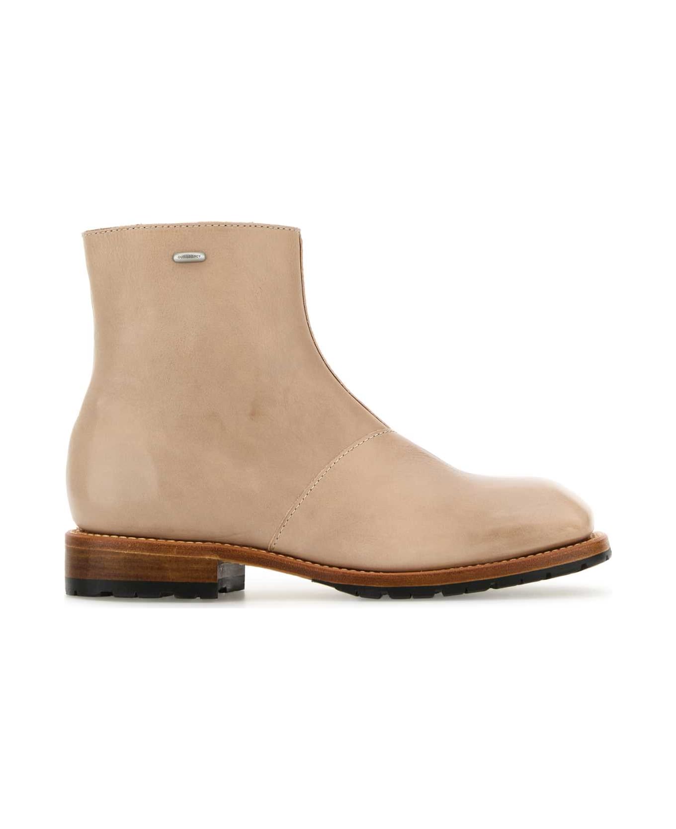 Our Legacy Beige Leather Engine Ankle Boots - DEEPPERLALEATHER