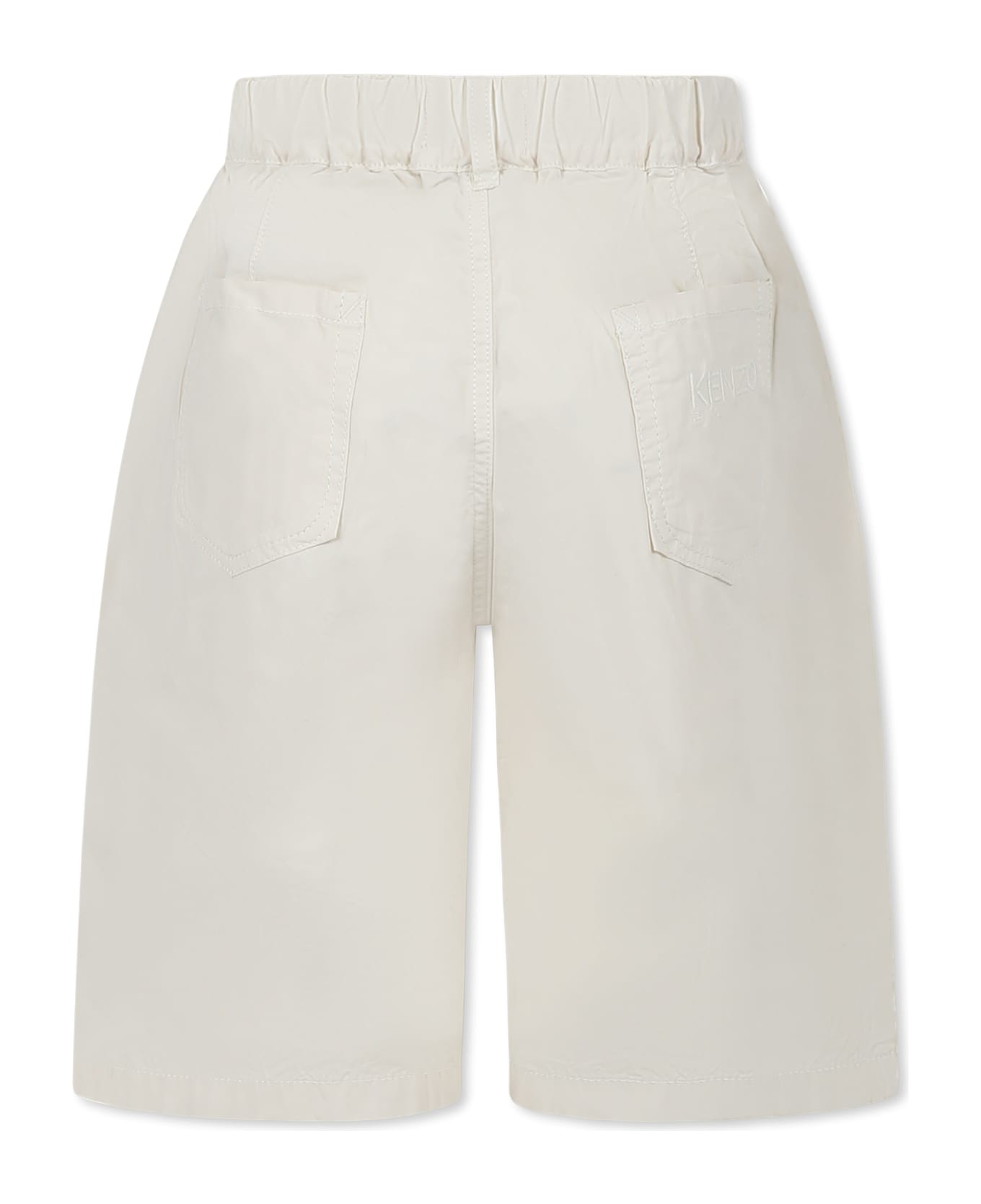 Kenzo Kids Beige Shorts For Boy With Logo - Beige