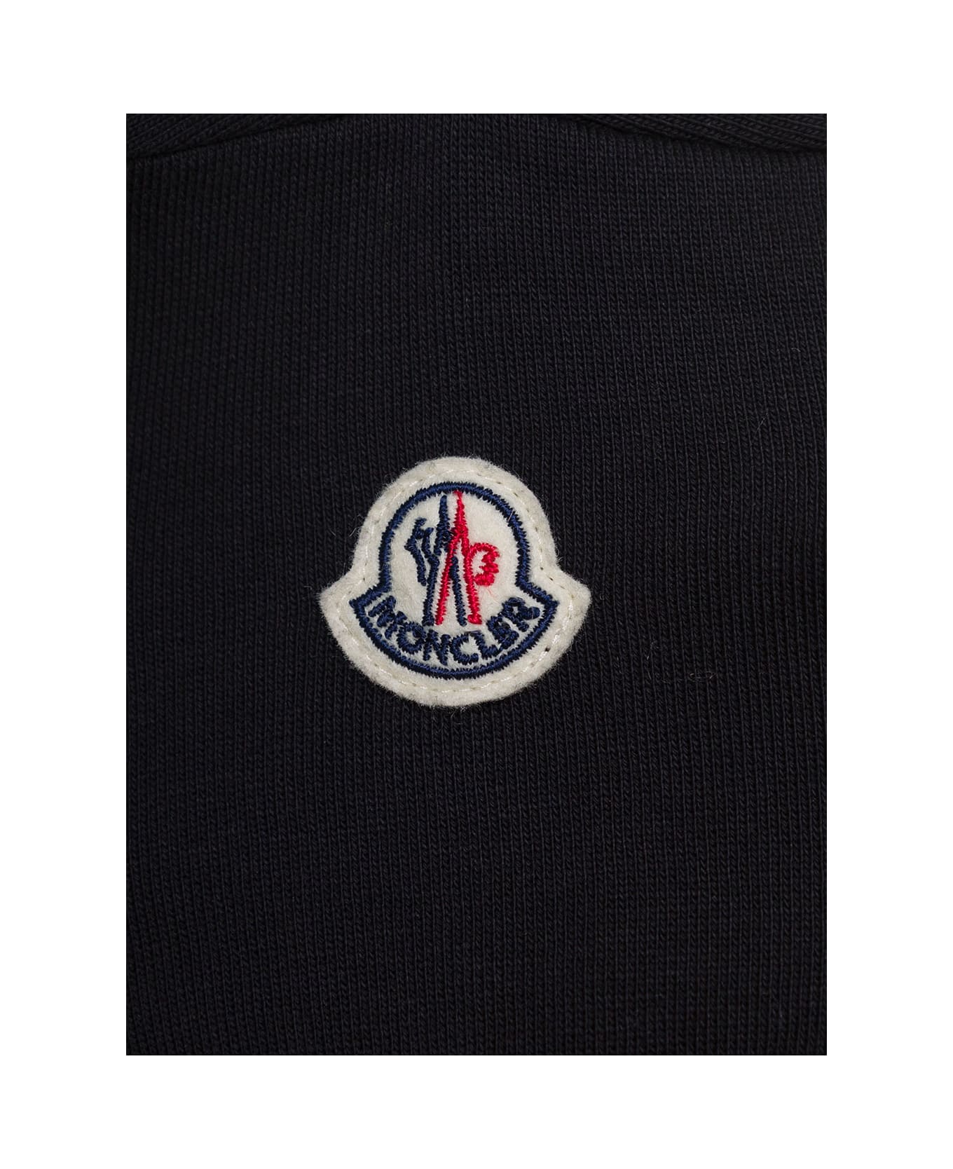 Moncler Black Hoodie With Logo Patch In Cotton Girl - Black